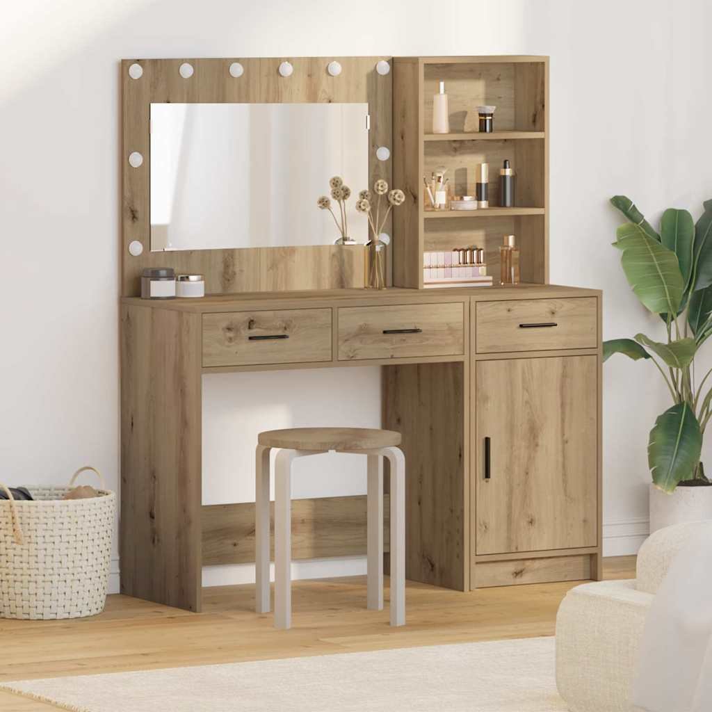 Walplus Pack of 2 Wood Dressing Table Wall Mounted - Brown - 78.5 x 41 x 135 cm