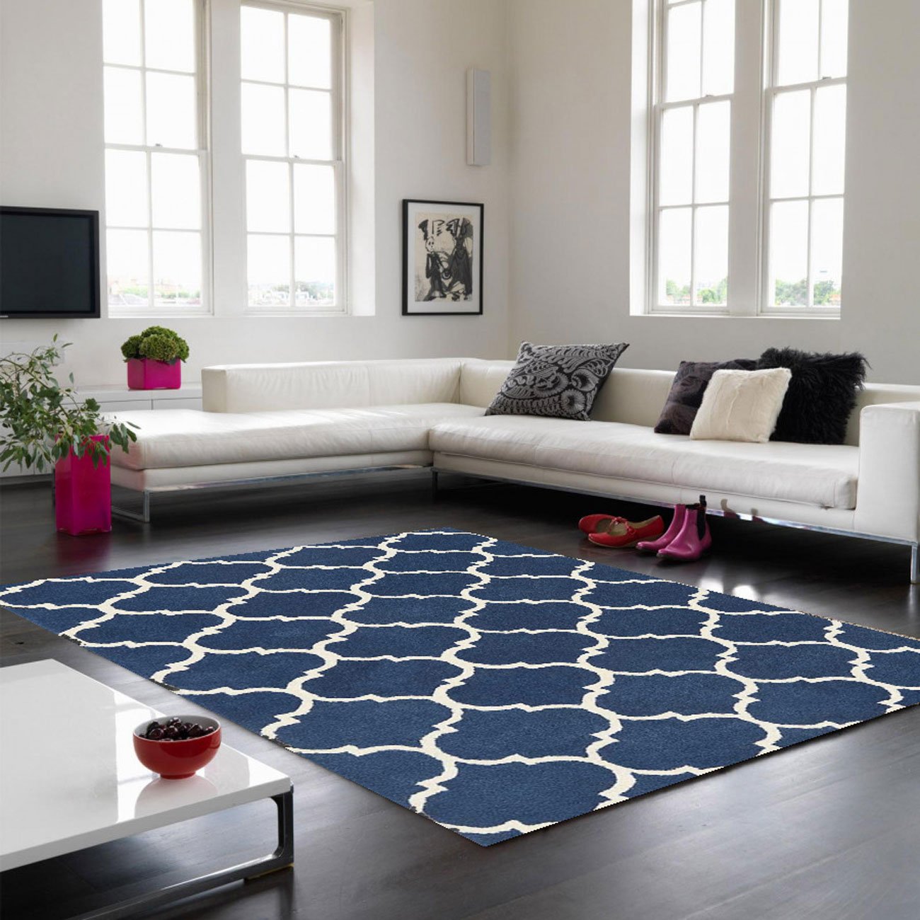 Mega Flooring Blue Handmade Geometric Rug - 120 x 170cm