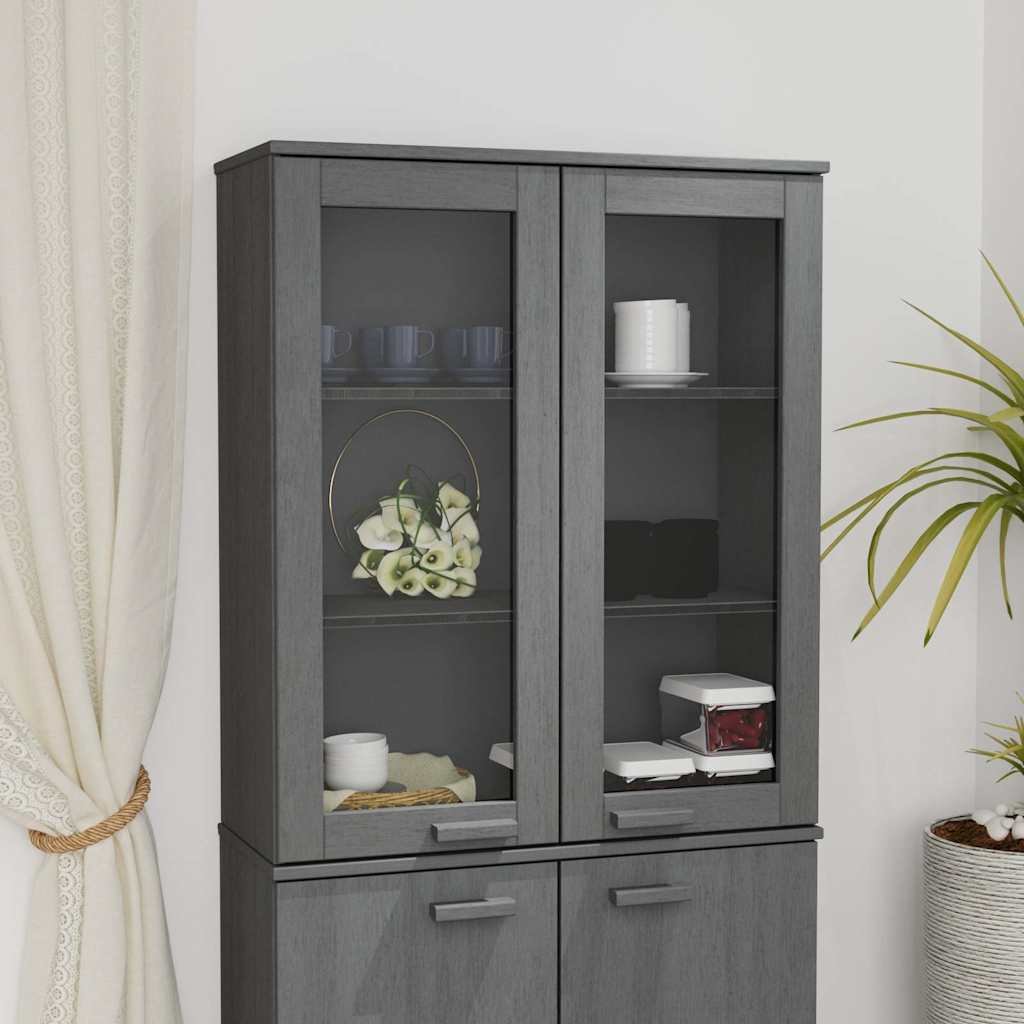 Walplus HAMAR Pine Wood Highboard - Grey - 85 x 35 x 100 cm