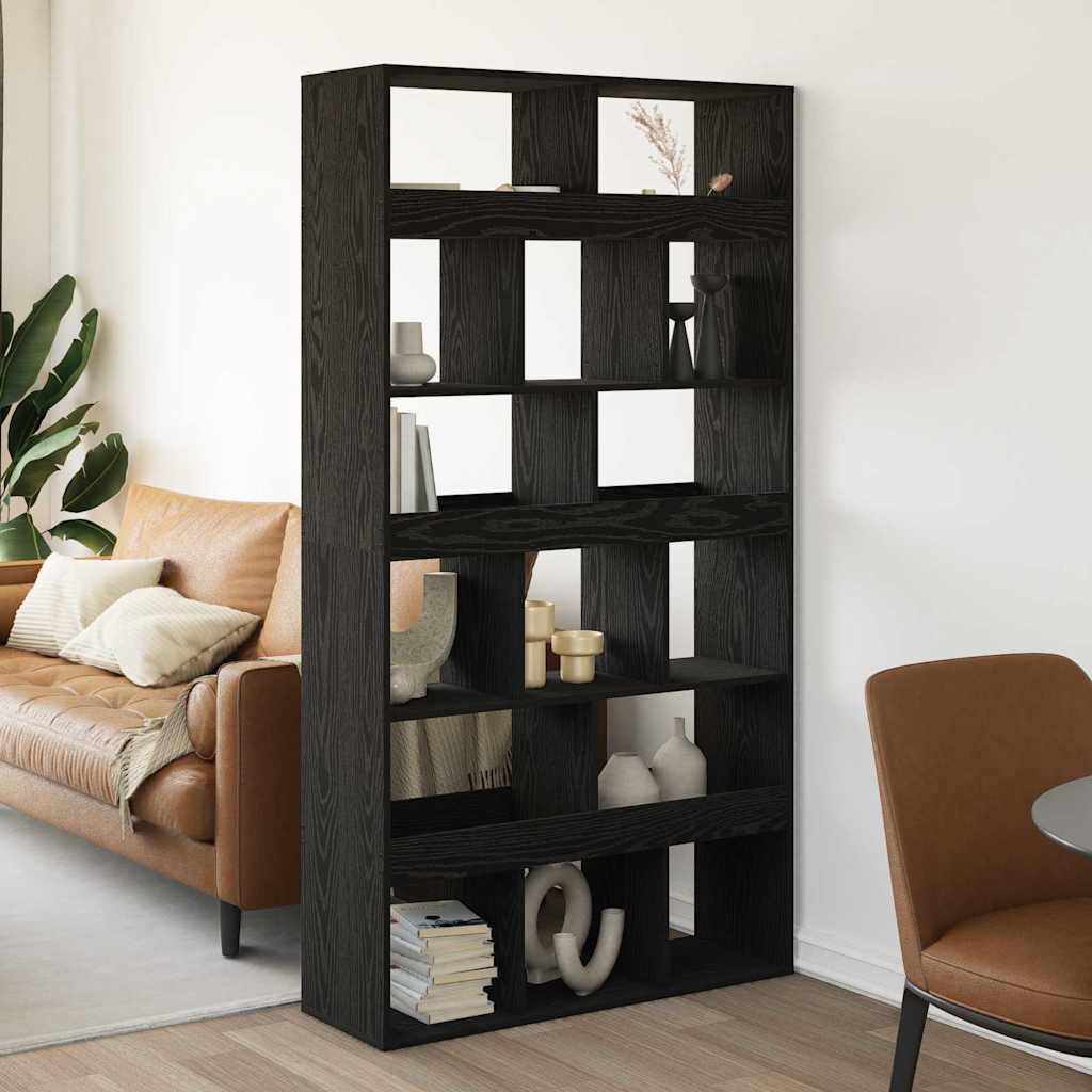 Walplus 15 Tier Engineered Wood Book Cabinet - Dark Oak - 100 x 33 x 93.75 cm