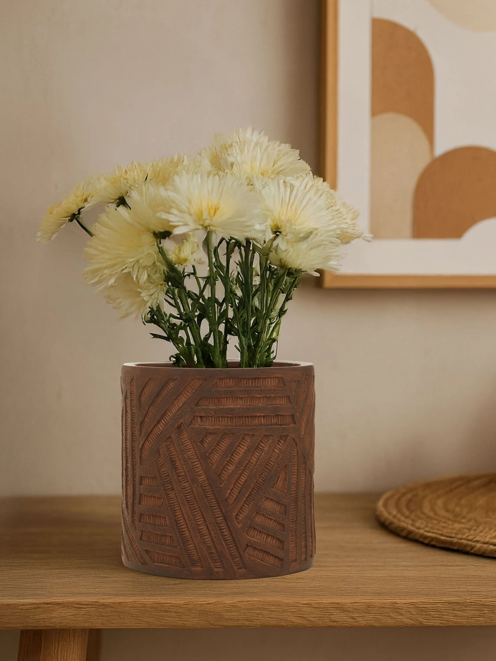 Orsina Darnell Textured Planter - Brown