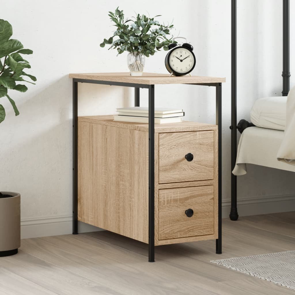 Walplus Engineered Wood Bedside Cabinet - Light Oak - 30 x 60 x 60 cm