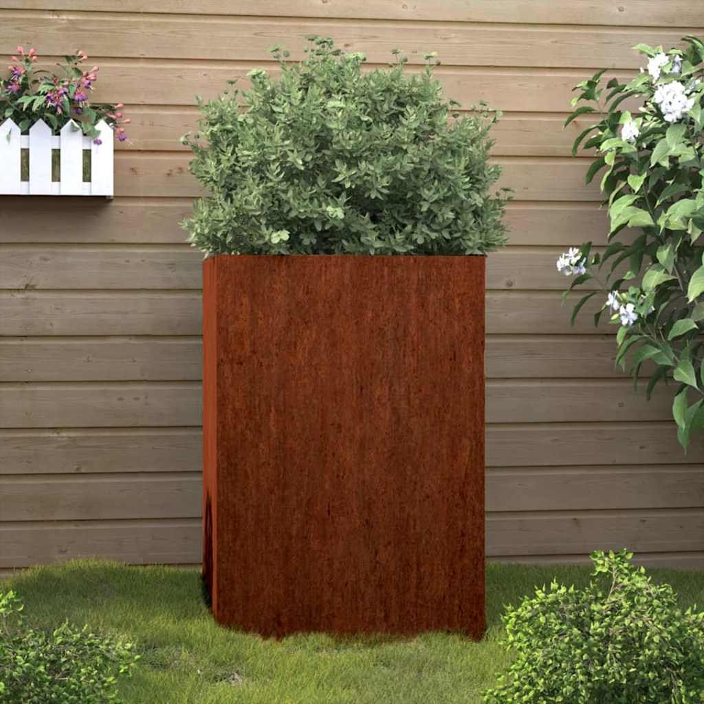Walplus Corten Steel Planter - Brown - 52 x 48 x 75 cm