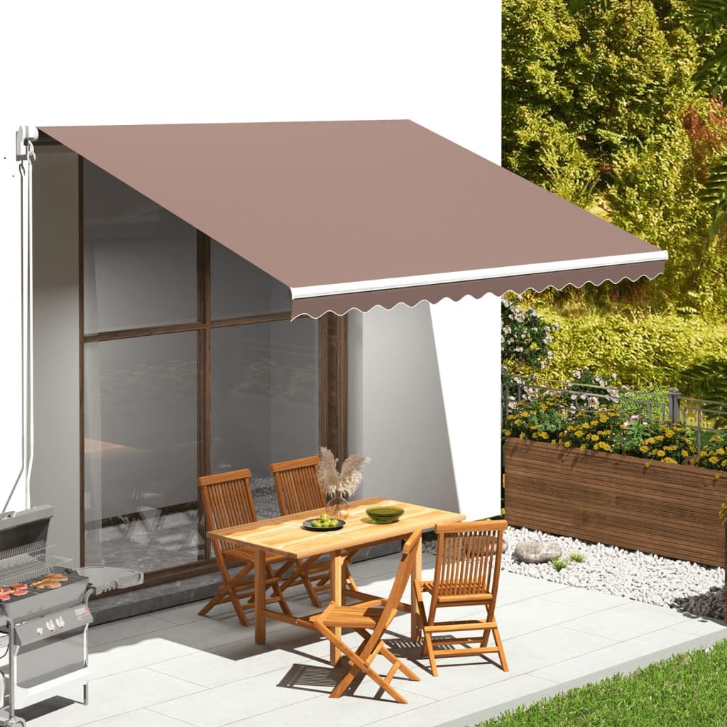 Walplus Polyester Awning - Brown - 400 x 300 cm - 380 x 295 cm Fabric