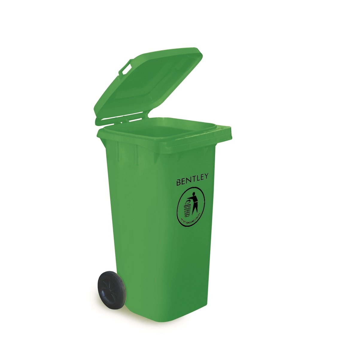 Charles Bentley 120L Outdoor Household Waste Medium Rubbish Wheelie Bin - Green