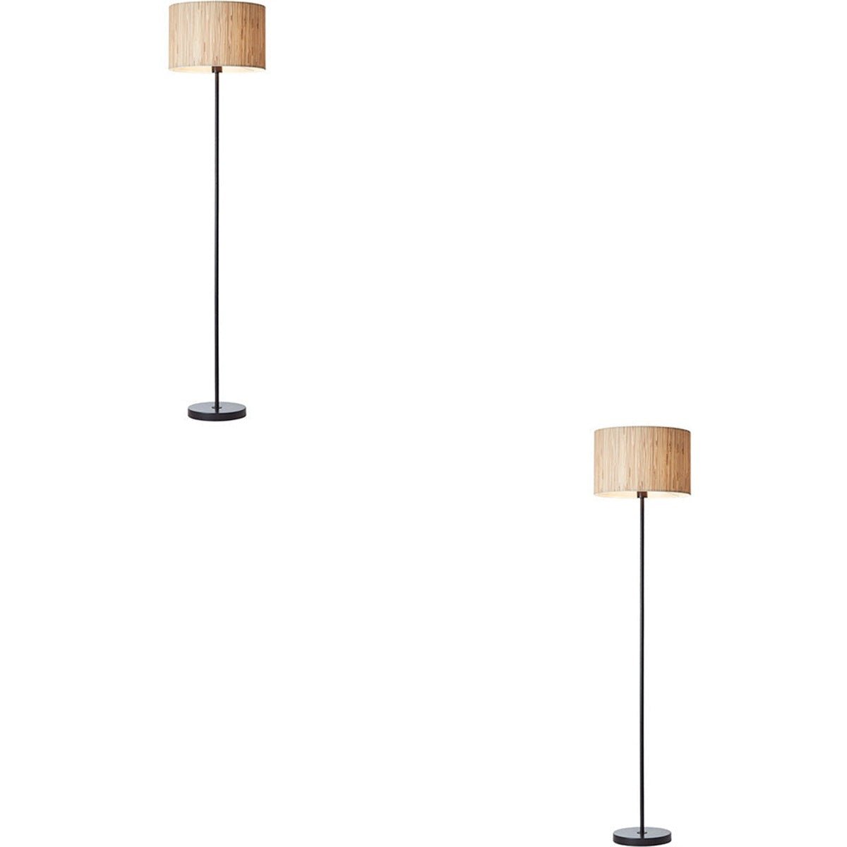 Loops Direct Pack of 2 Woven Seagrass Floor Lamp - Natural and Matt Black