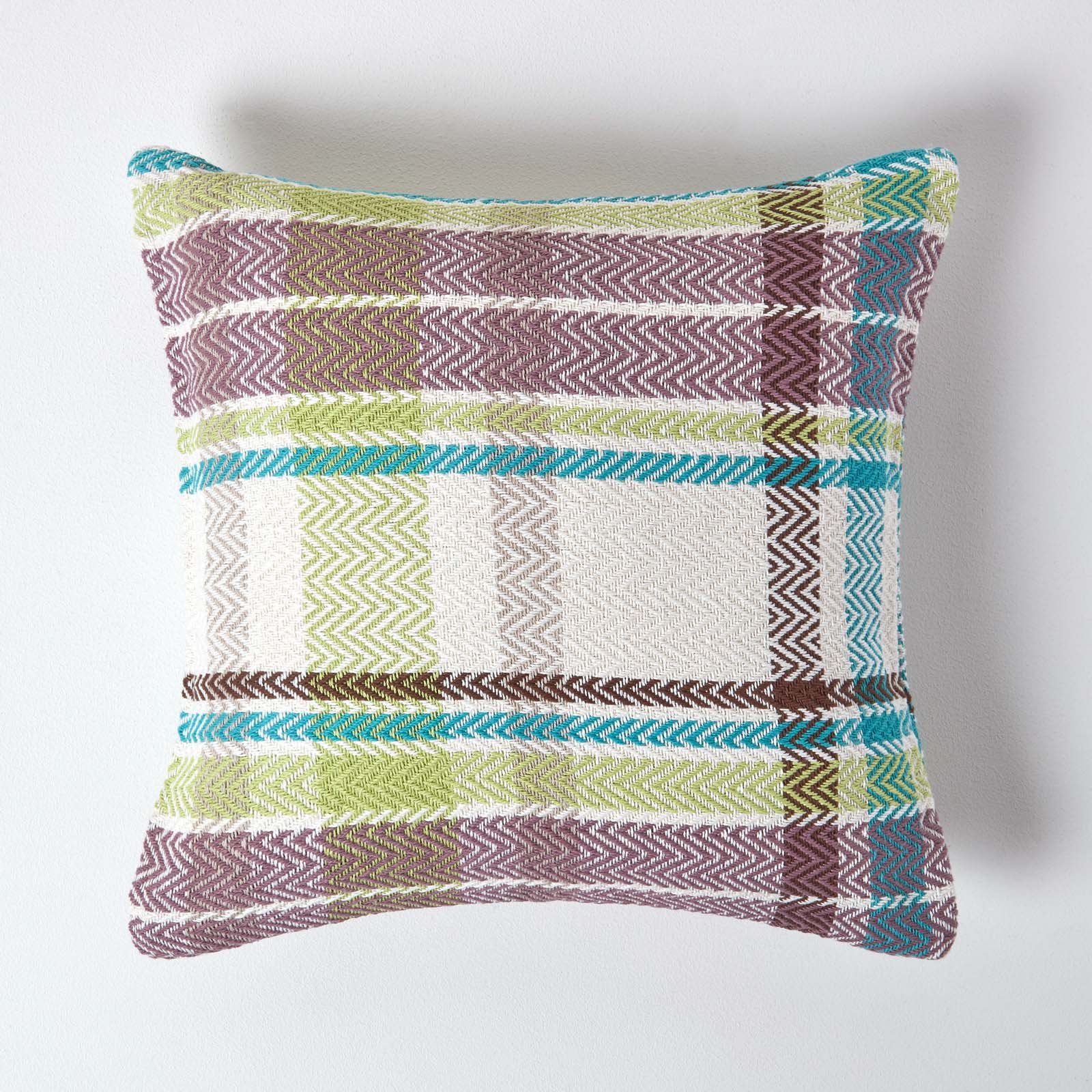 Homescapes Green Falun Tartan Cotton Cushion Cover - 60 x 60 cm