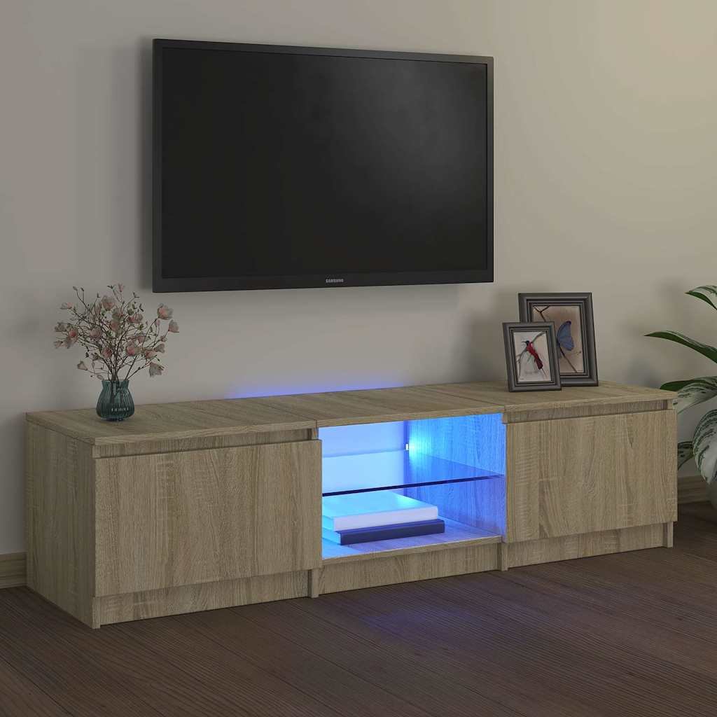 Walplus LED Engineered Wood TV Cabinet - Light Oak - 140 x 40 x 36 cm