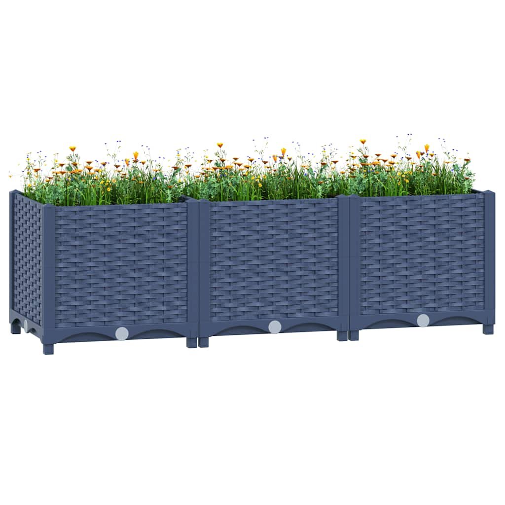 Walplus Polypropylene Raised Garden Bed - Blue Grey - 120 x 40 x 38 cm