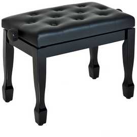 HOMCOM 64 x 35cm Faux Leather 45 to 55cm Height Adjustable Piano Stool – Black