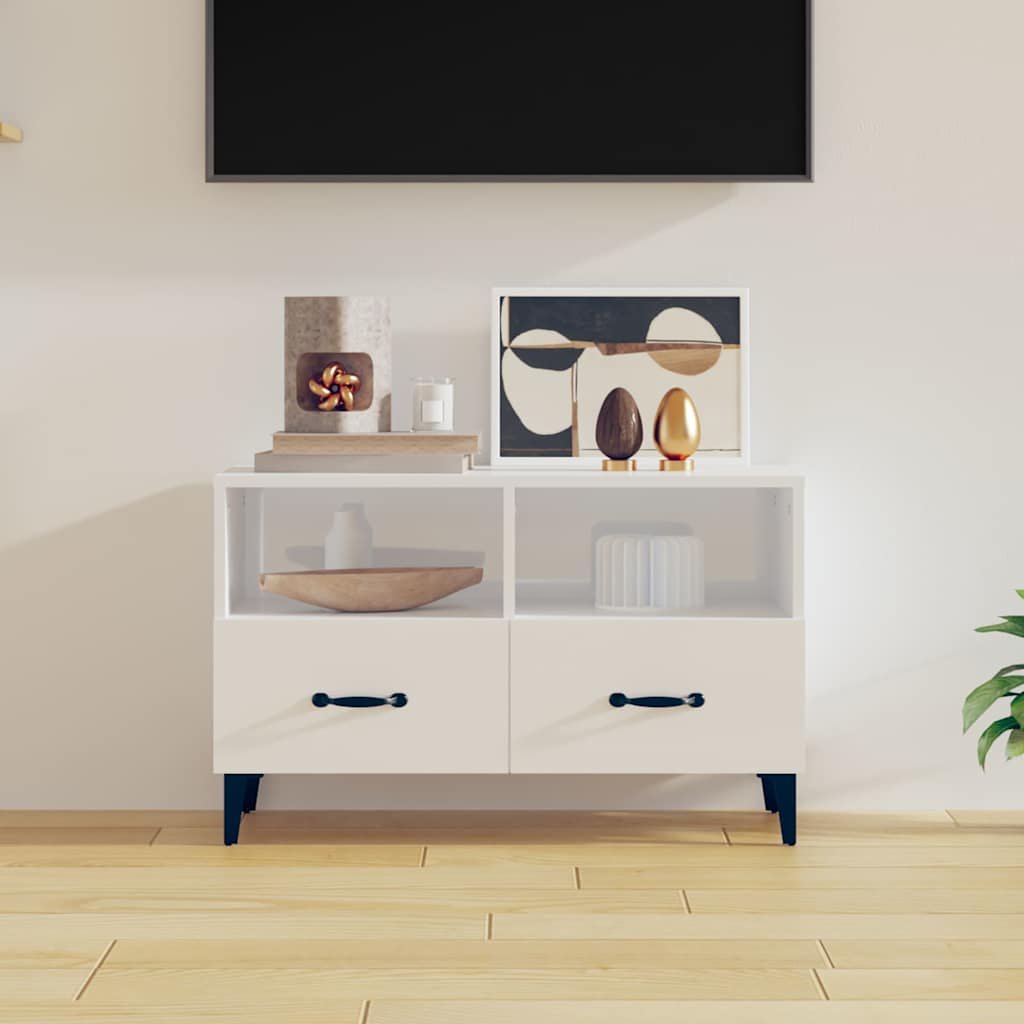 Walplus High Gloss TV Cabinet - White Gloss - 80 x 36 x 50 cm