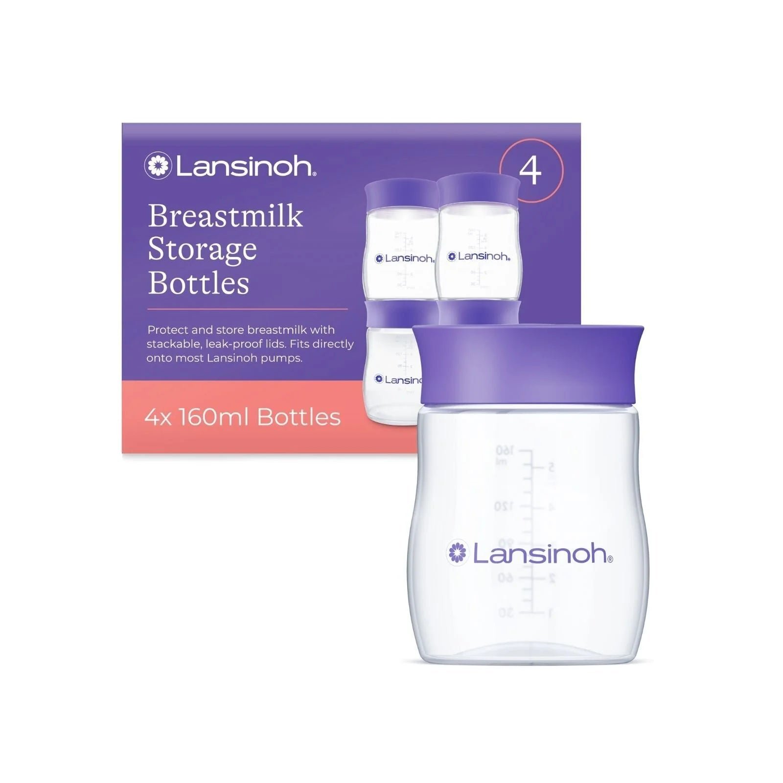 Lansinoh Pack of 4 5oz Breastmilk Storage Bottles