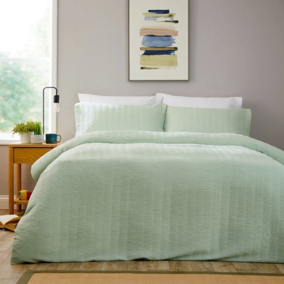 New Edge Blinds Belgravia Sage Green Duvet Set - Double