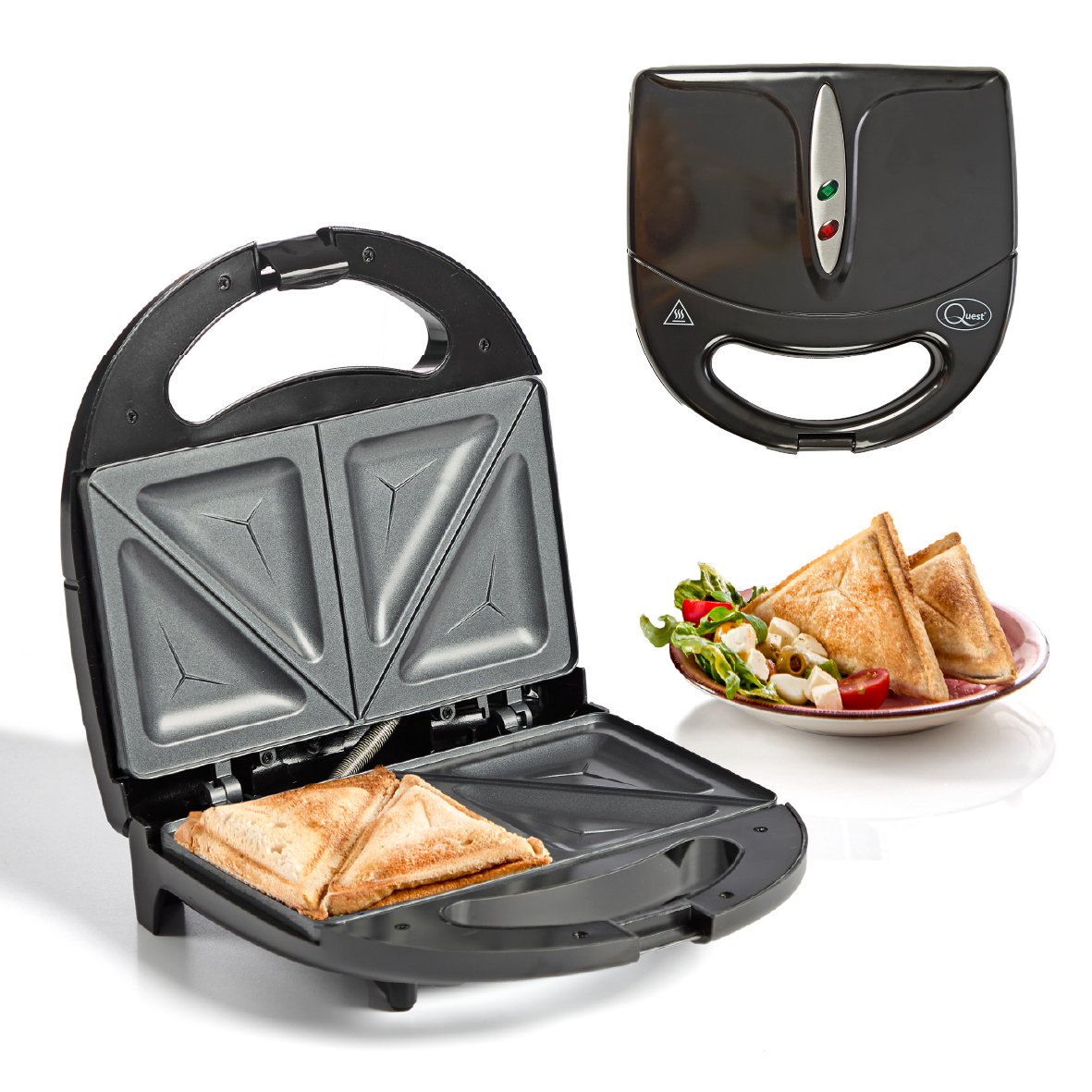 Quest Toastie Maker With  Non-Stick Plates  750W -  Black