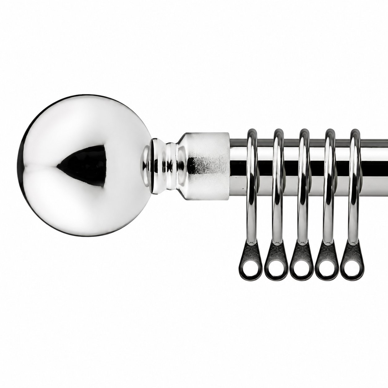 New Edge Blinds 16-19mm Chrome Ball Extendable Curtain Pole - 120cm - 210cm