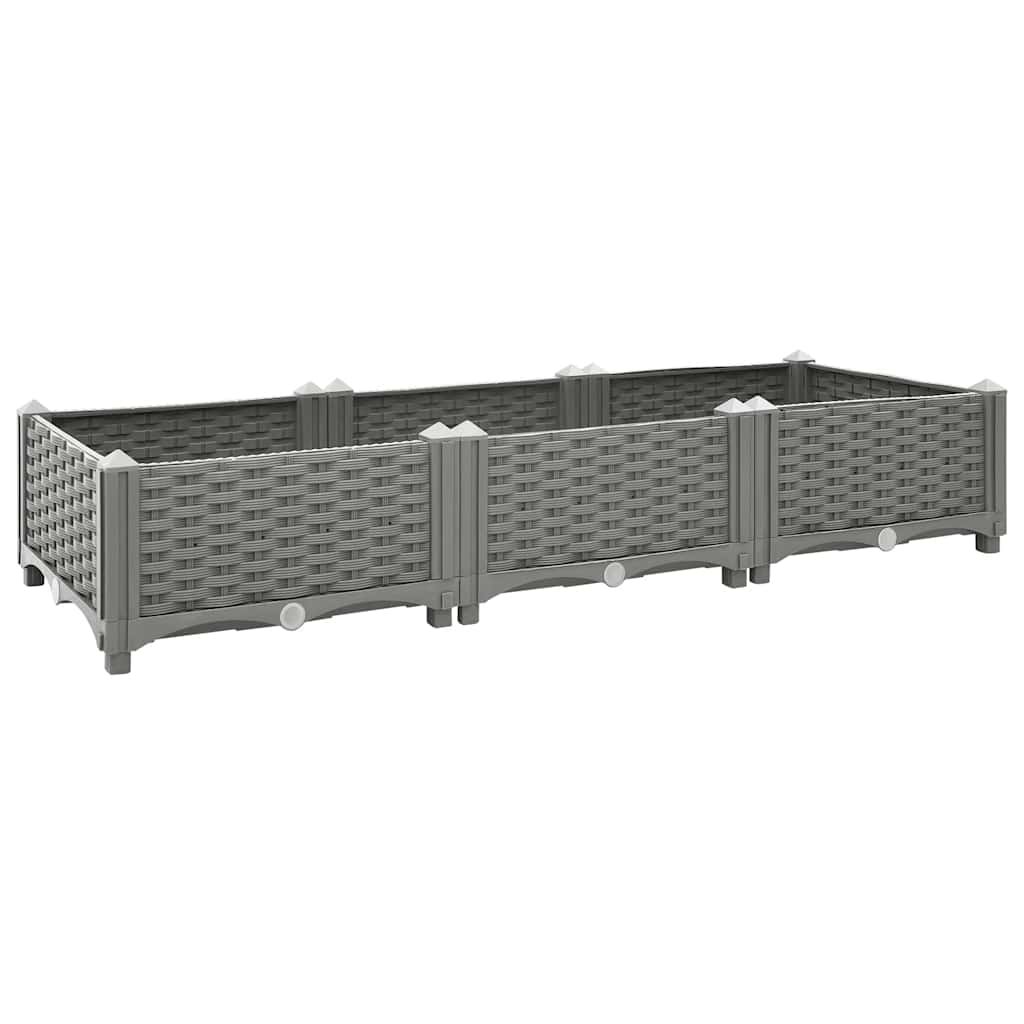Walplus Polypropylene Raised Garden Bed - Light Grey - 120 x 40 x 23 cm