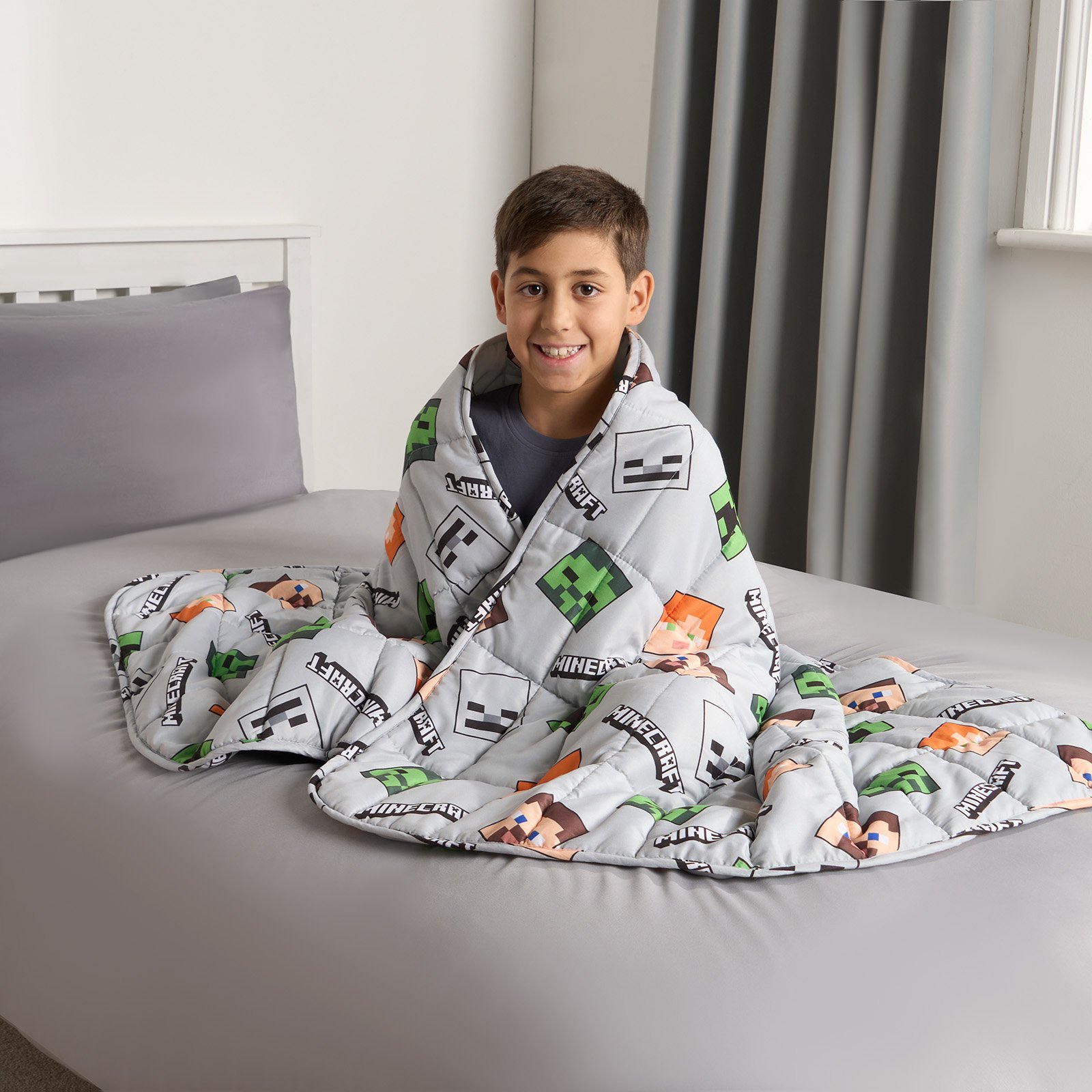 OHS Kids Minecraft 3kg Weighted Blanket 100 x 150cm - Grey