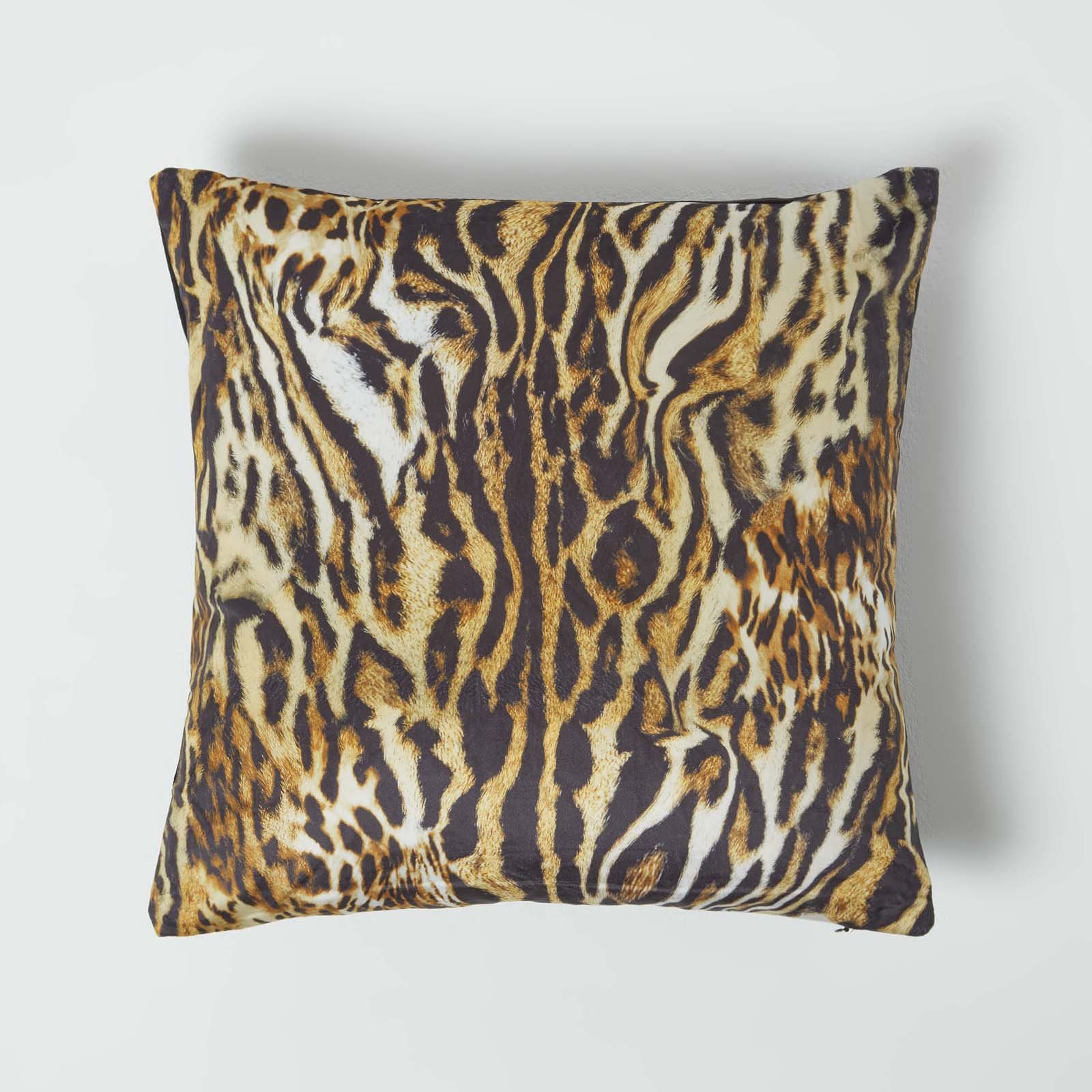 Homescapes Gold Tiger Print Velvet Filled Cushion - 46 x 46 cm