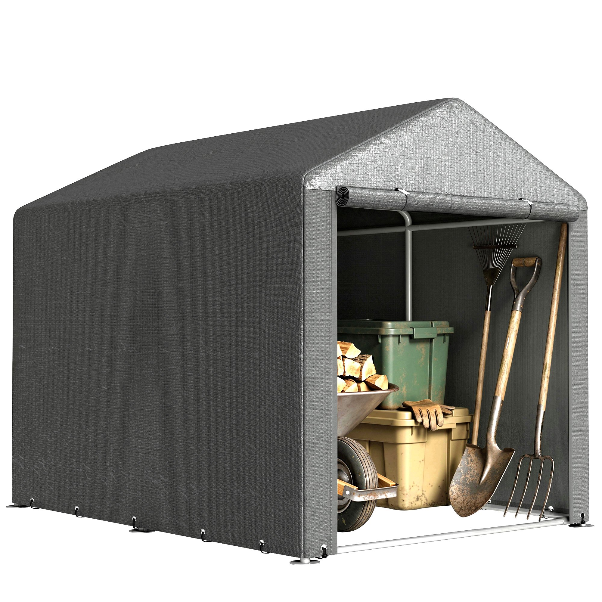 Outsunny Portable Garden Storage Shed Tent for Motorbike - Dark Grey