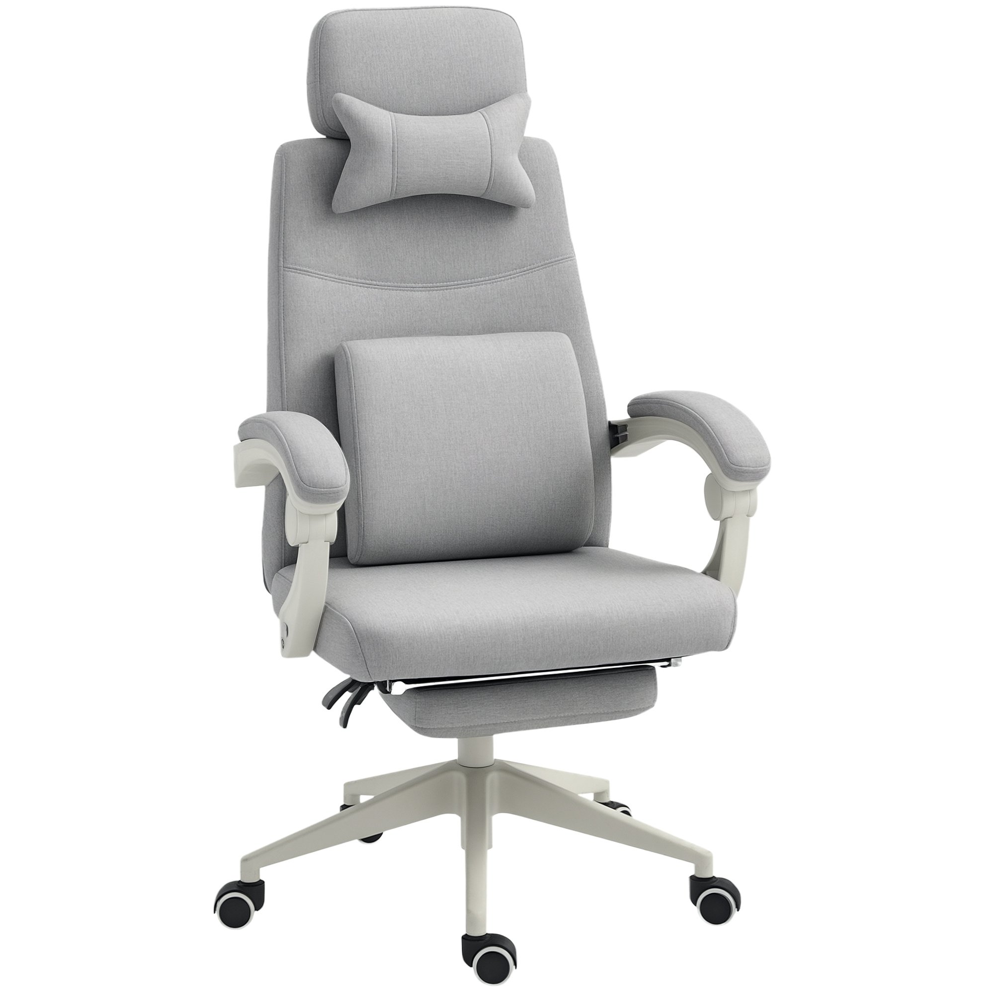 Vinsetto Fabric Office Chair with Reclining Backrest and Footrest - Grey