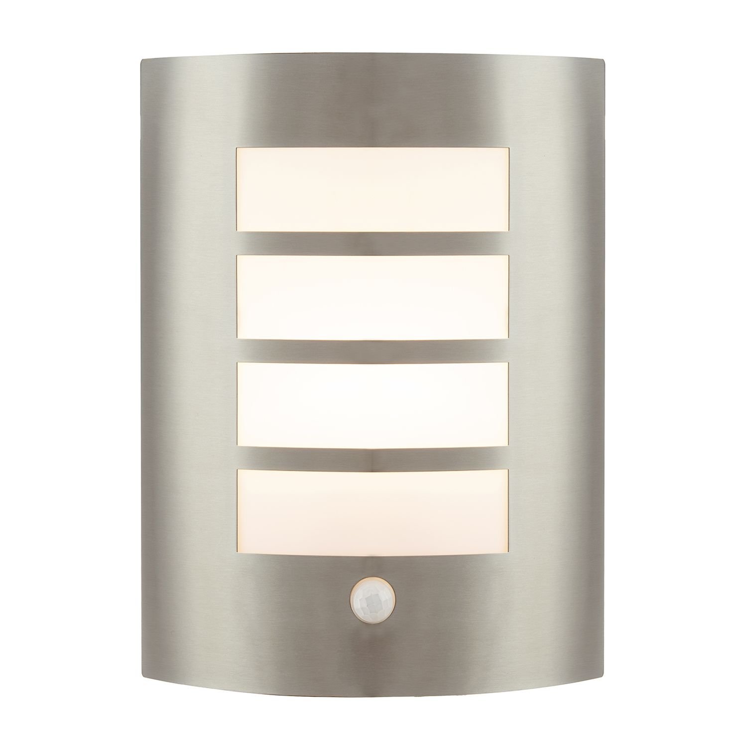 Happy Homewares IP44 Stainless Steel Flush with PIR Outdoor Wall Light - 22cm