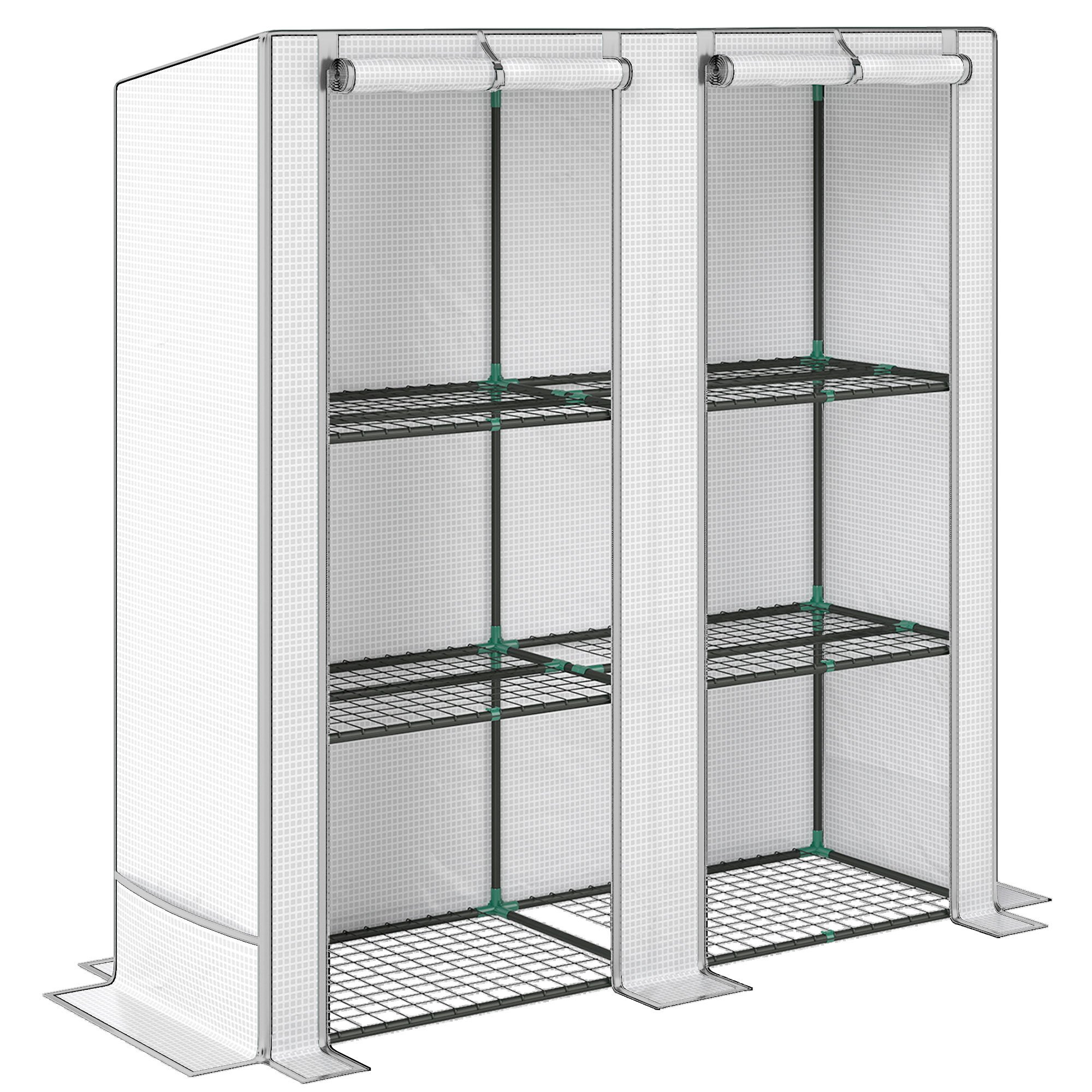 Outsunny Lean-to PE Cover Mini Greenhouse – White