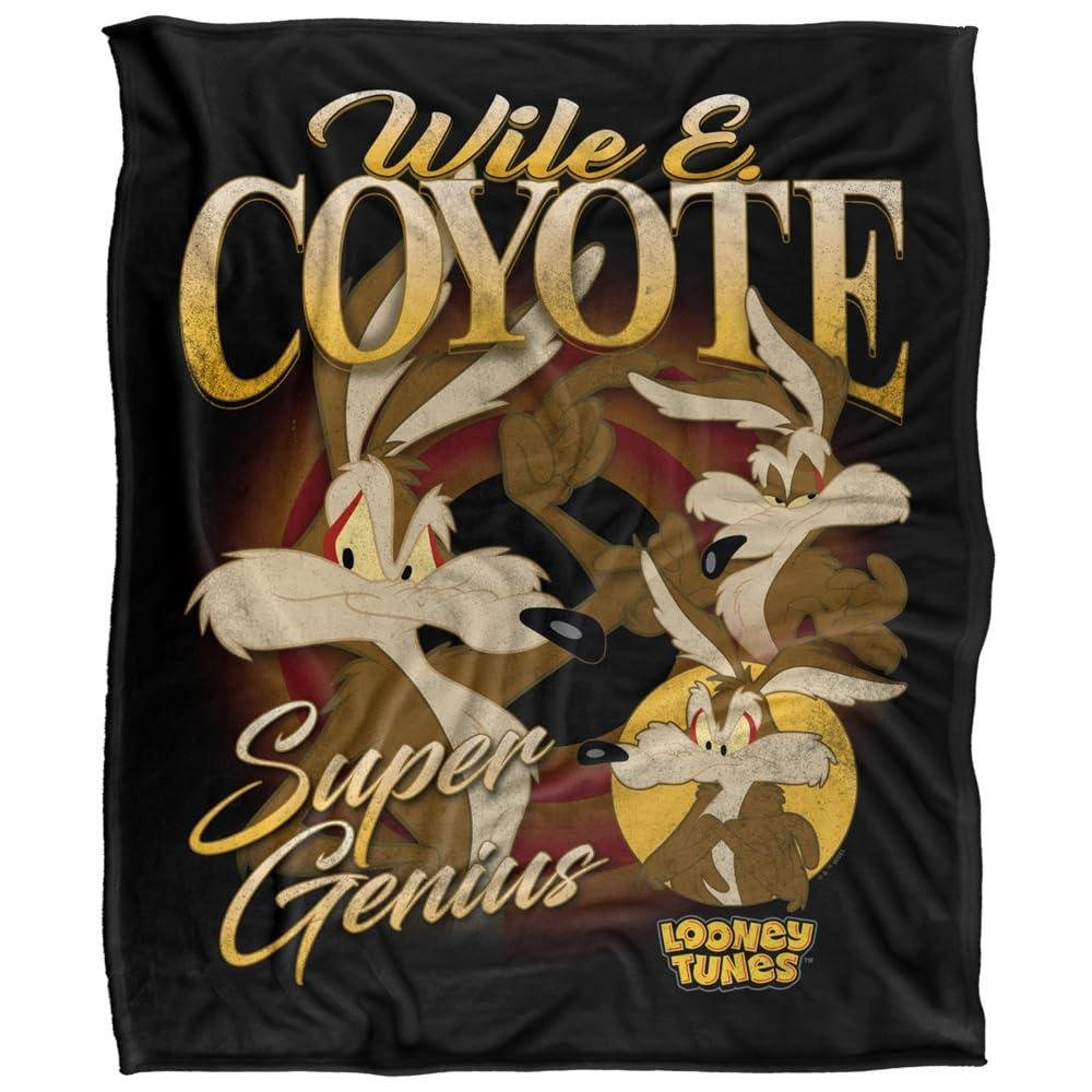 Looney Tunes Super Genius Bootleg Wile E Coyote Blanket - 147cm x 91cm