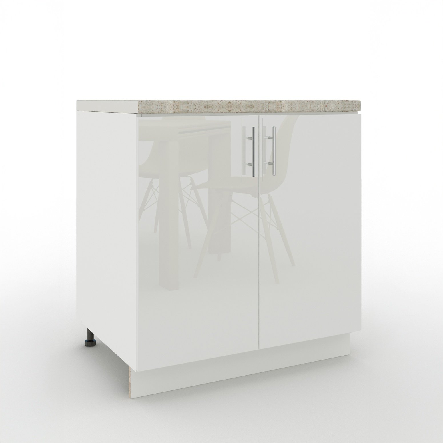 JD Greta 800mm Adjustable Leg Base Cabinet with 2 Doors & Worktop - White Gloss