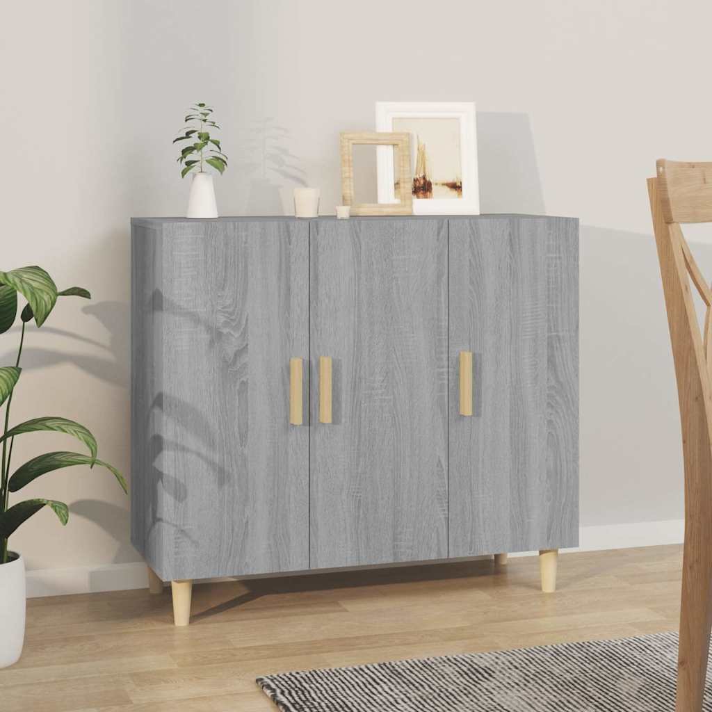 Walplus 3 Doors Engineered Wood Sideboard - Grey - 90 x 34 x 80 cm