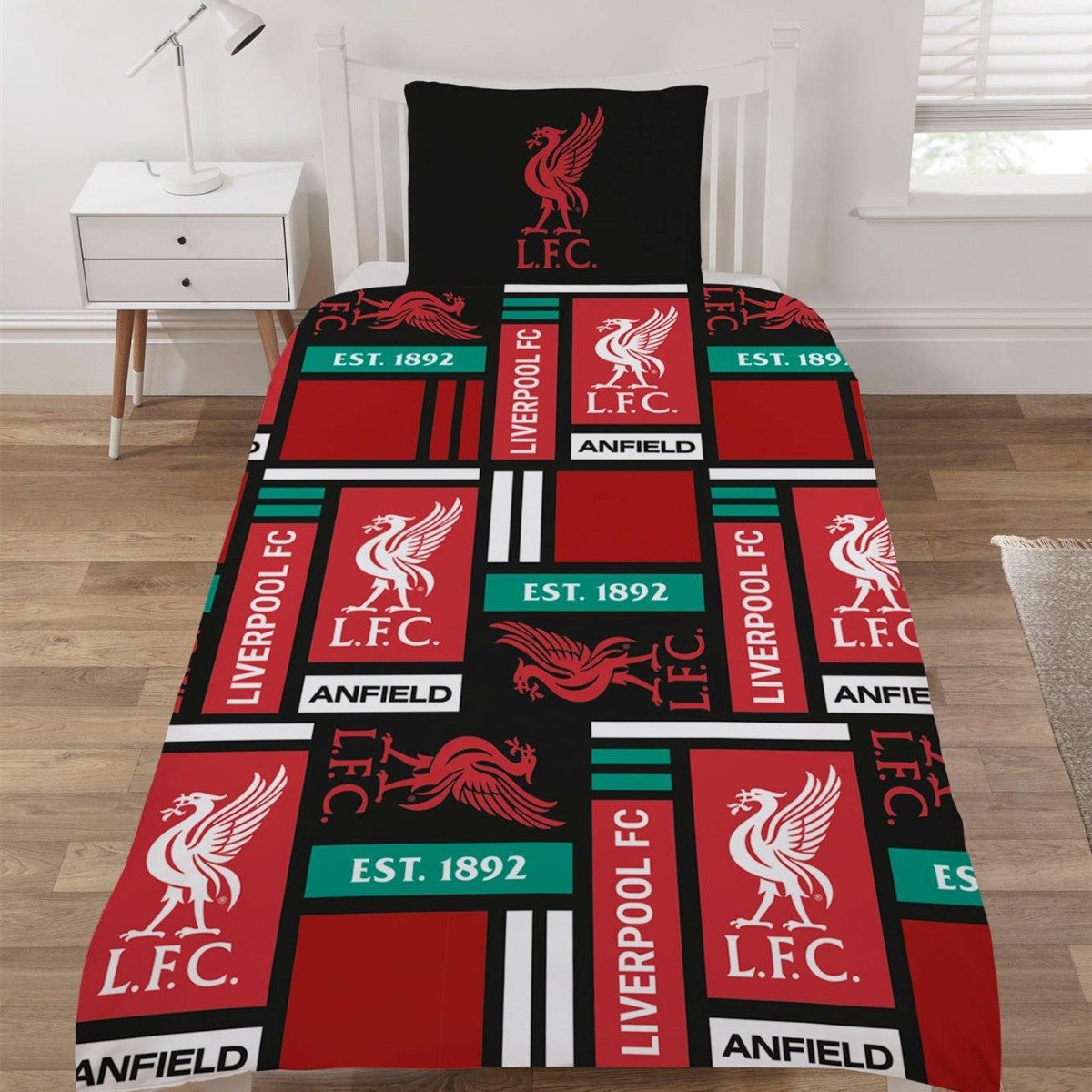 Liverpool Blocks Red Duvet Cover Set - Single