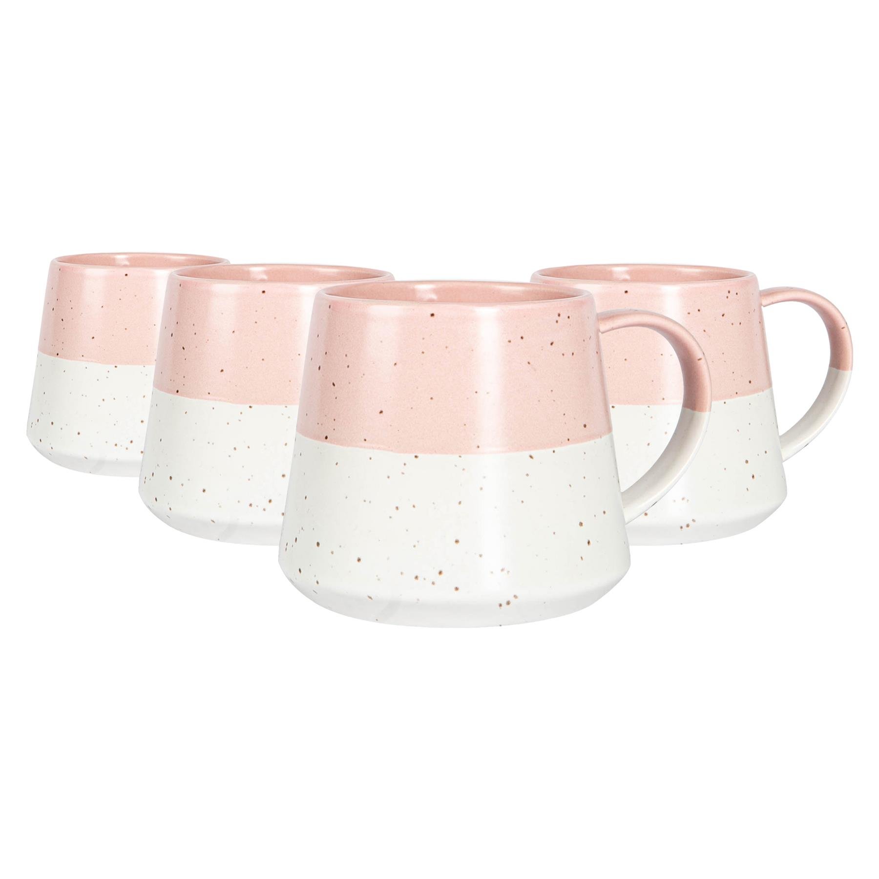 Nicola Spring Dipped Flecked Belly 370ml Mugs Pack of 4 - Dusty Pink