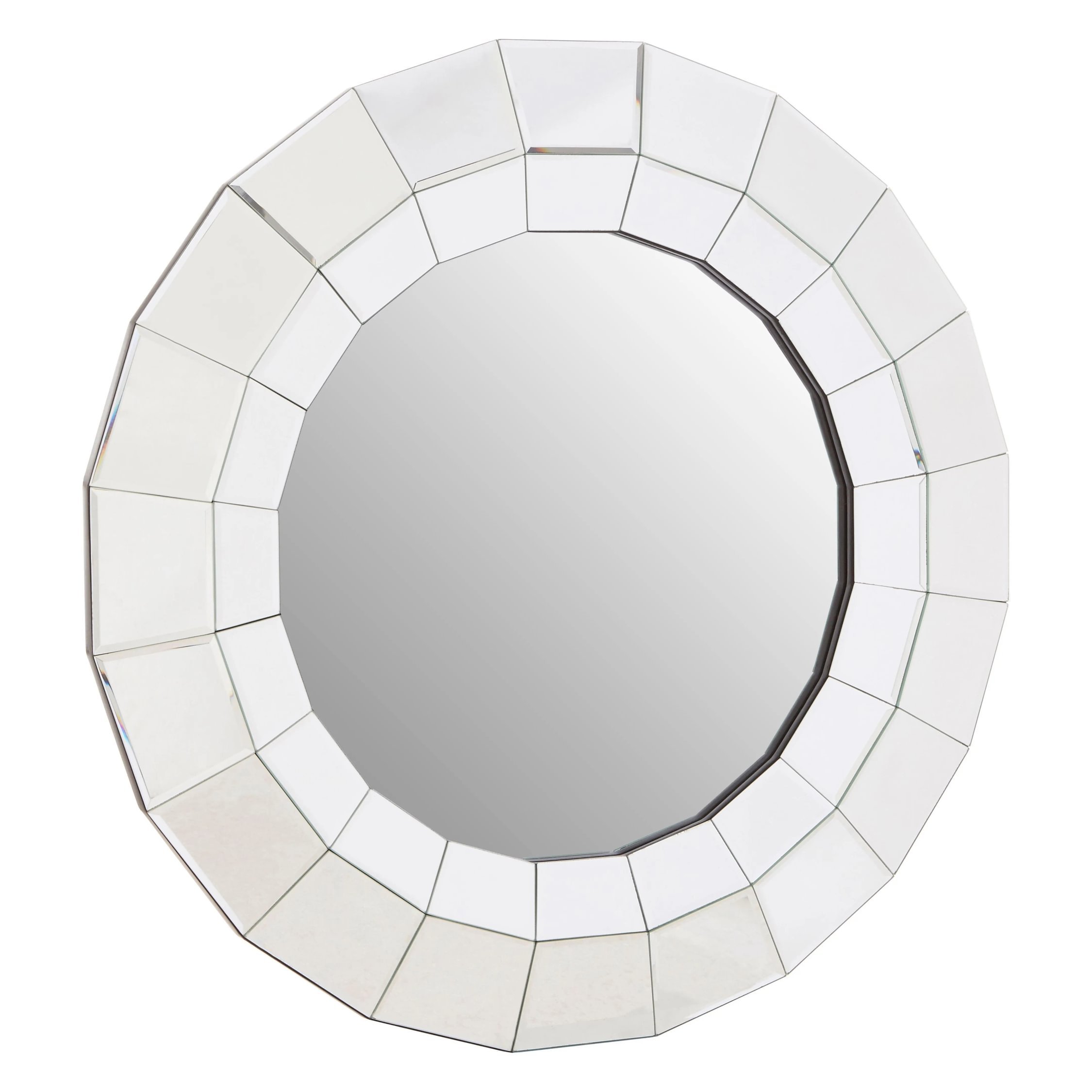 Orsina Puzzle Round Wall Mirror – Silver