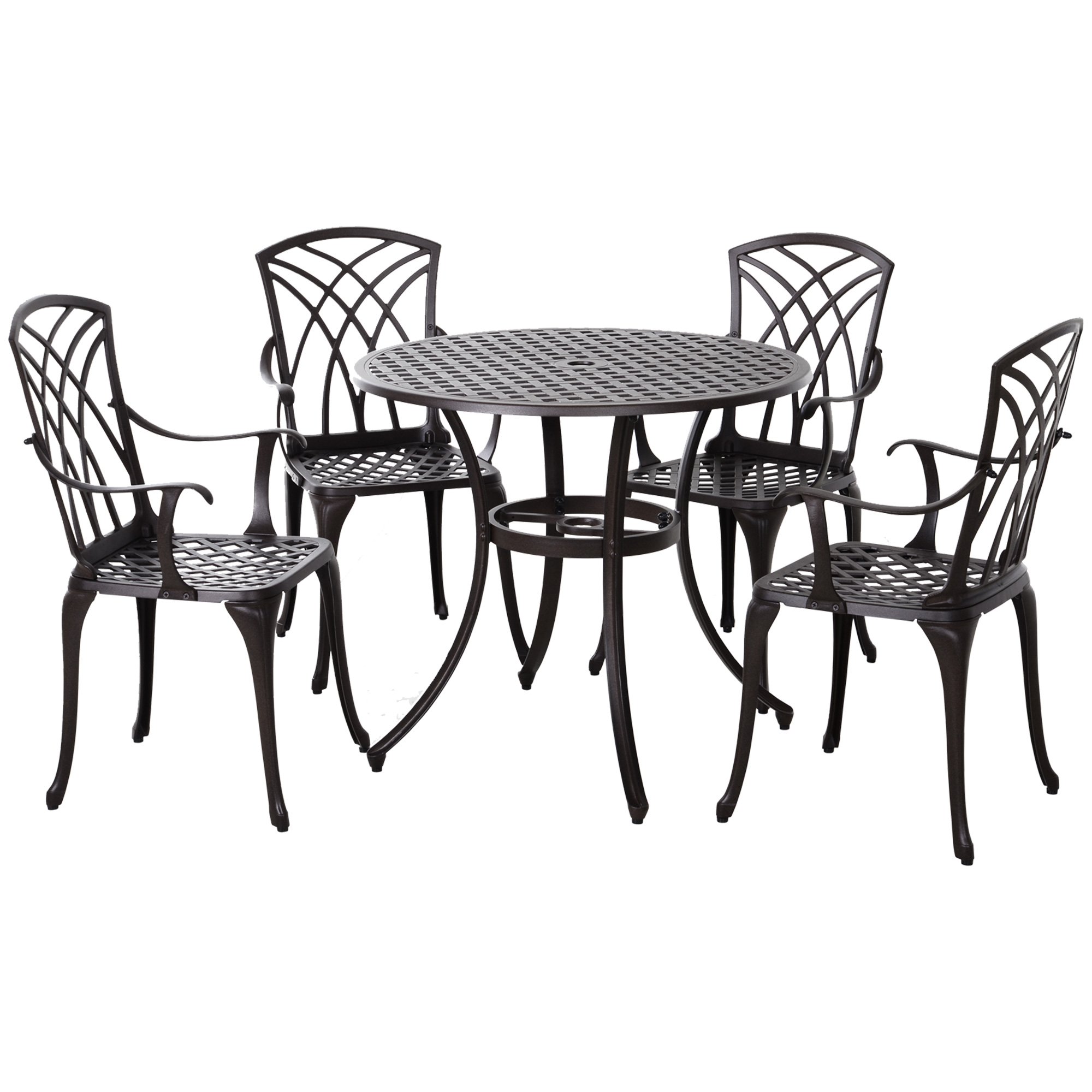 Outsunny Aluminium Garden Dining Set - Brown