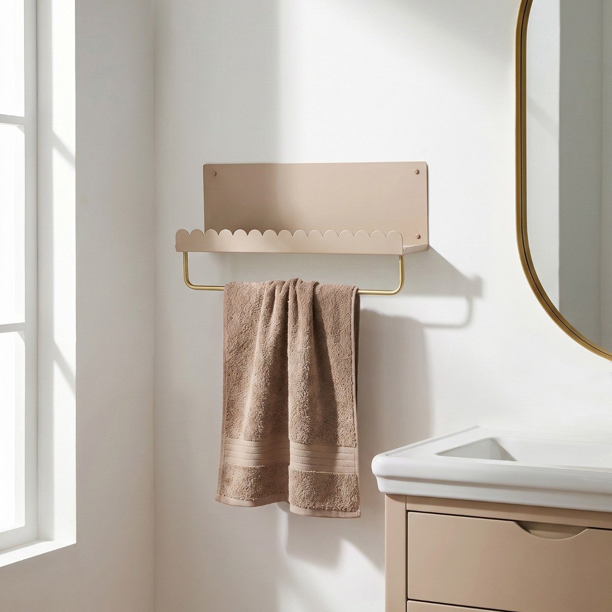 OHS Scallop Wall Mounted Towel Rail - Natural