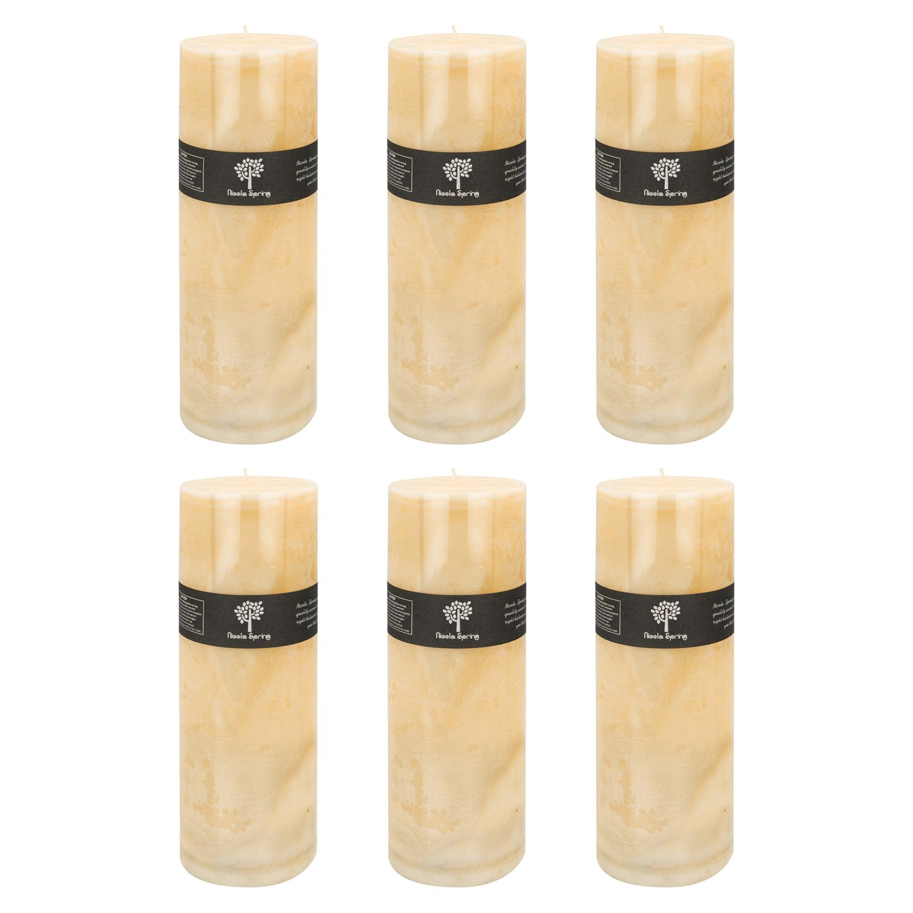Nicola Spring 130ml Round Vanilla Pillar Candles Pack of 6 - Cream
