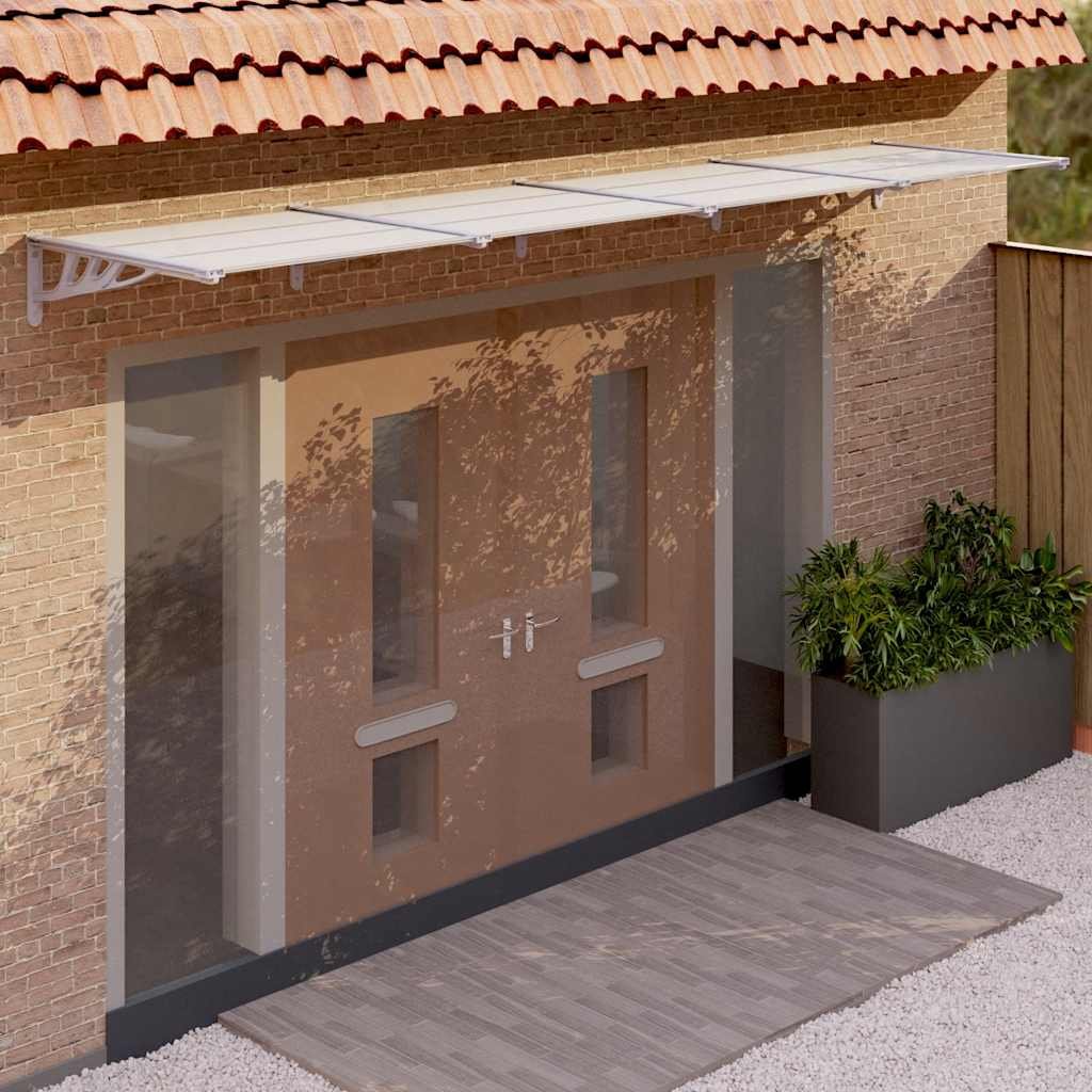 Walplus Polycarbonate Door Canopy - Grey and Transparent - 396 x 90 x 27.5 cm