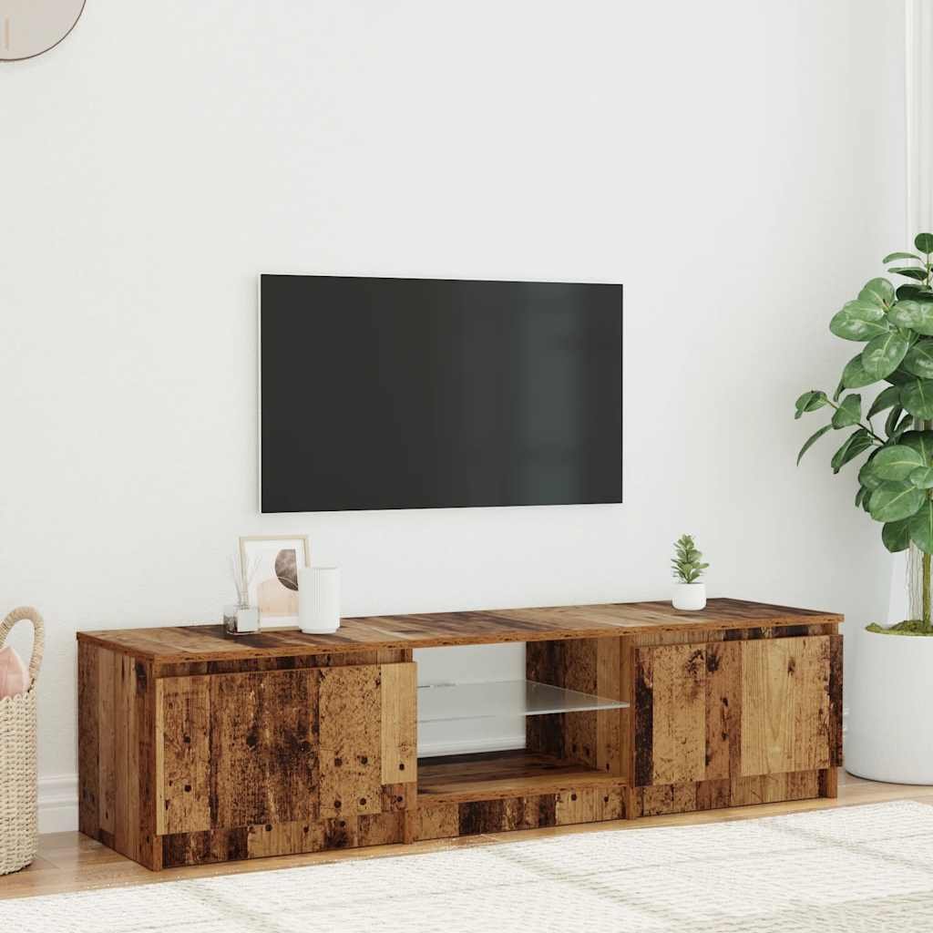 Walplus LED 2 Compartment TV Cabinet - Oak - 140 x 40 x 36 cm