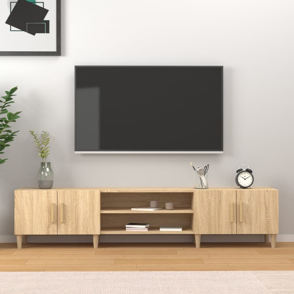 Walplus Solid Oak TV Cabinet - Light Oak - 180 x 31.5 x 40 cm
