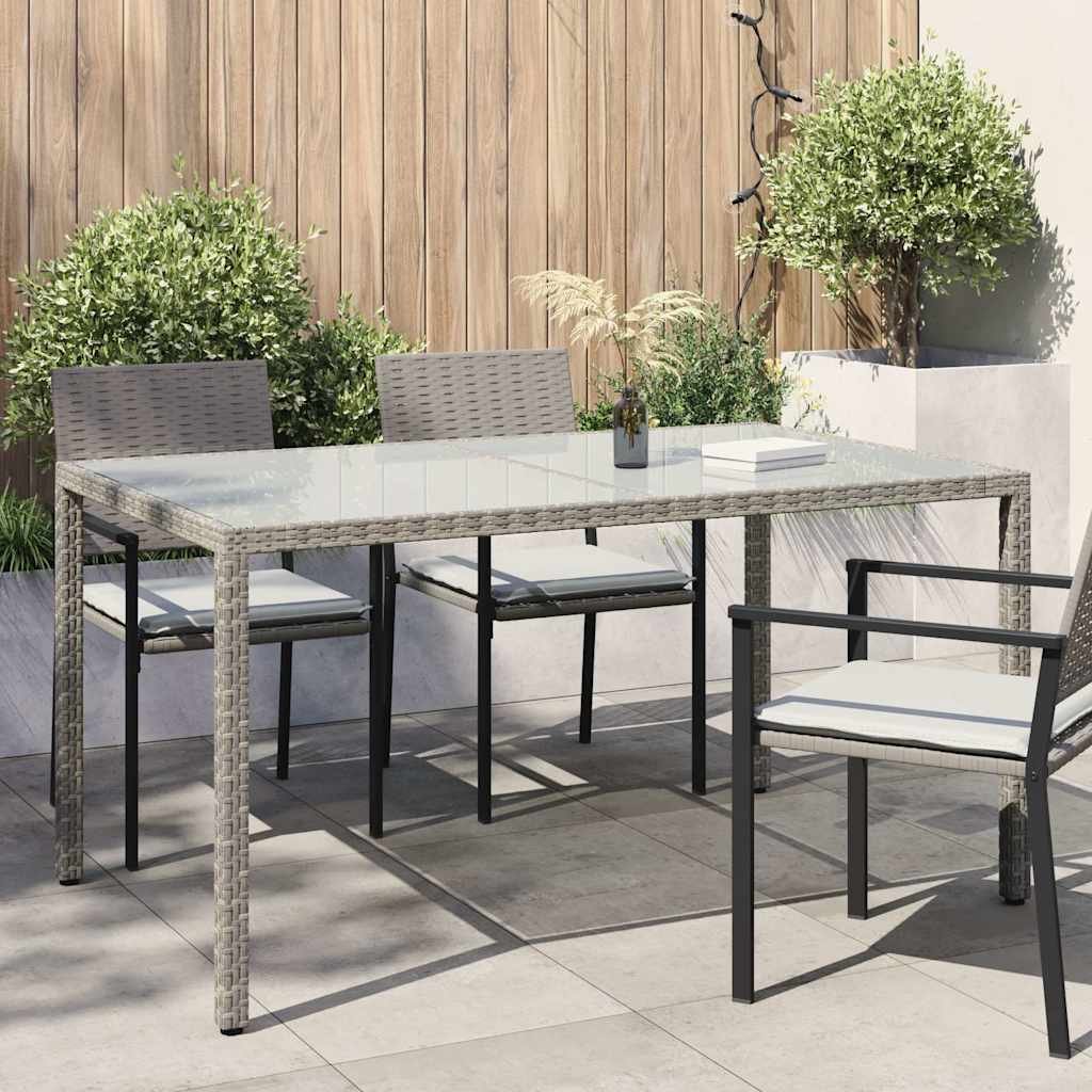 Walplus Poly Rattan Garden Table - Grey - 150 x 90 x 75 cm