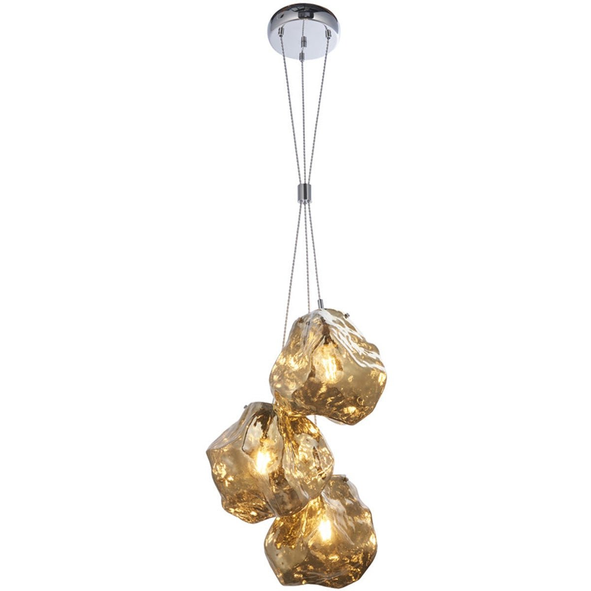 Loops Direct Steel and Glass 3 Light Pendant - Metallic Bronze