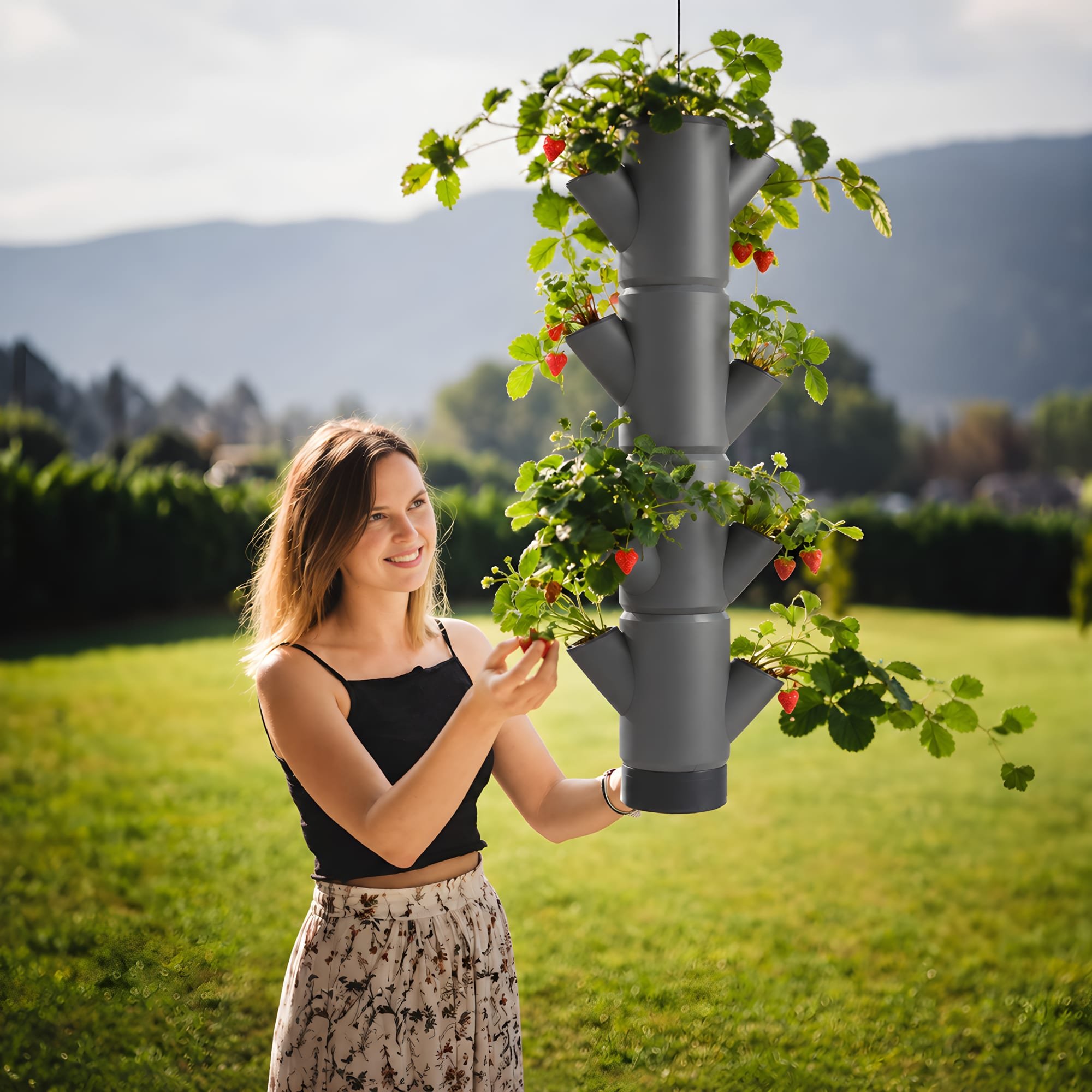Gusta Garden Sissi Strawberry Hanging Tower 4 Levels - Anthracite