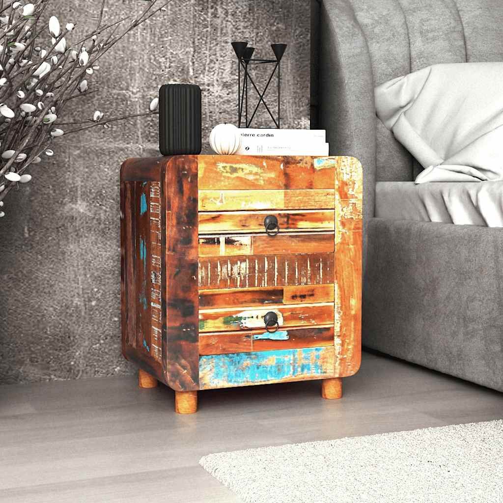 Walplus 2 Drawer Solid Reclaimed Wood Storage Cabinet - Brown - 43 x 33 x 51 cm