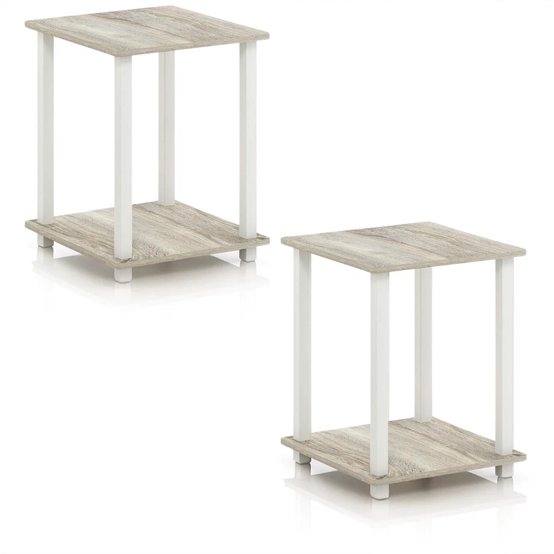 Walplus End Table - Sonoma Oak/White - 39.6 x 39.6 x 49.8 cm - Pack of 2