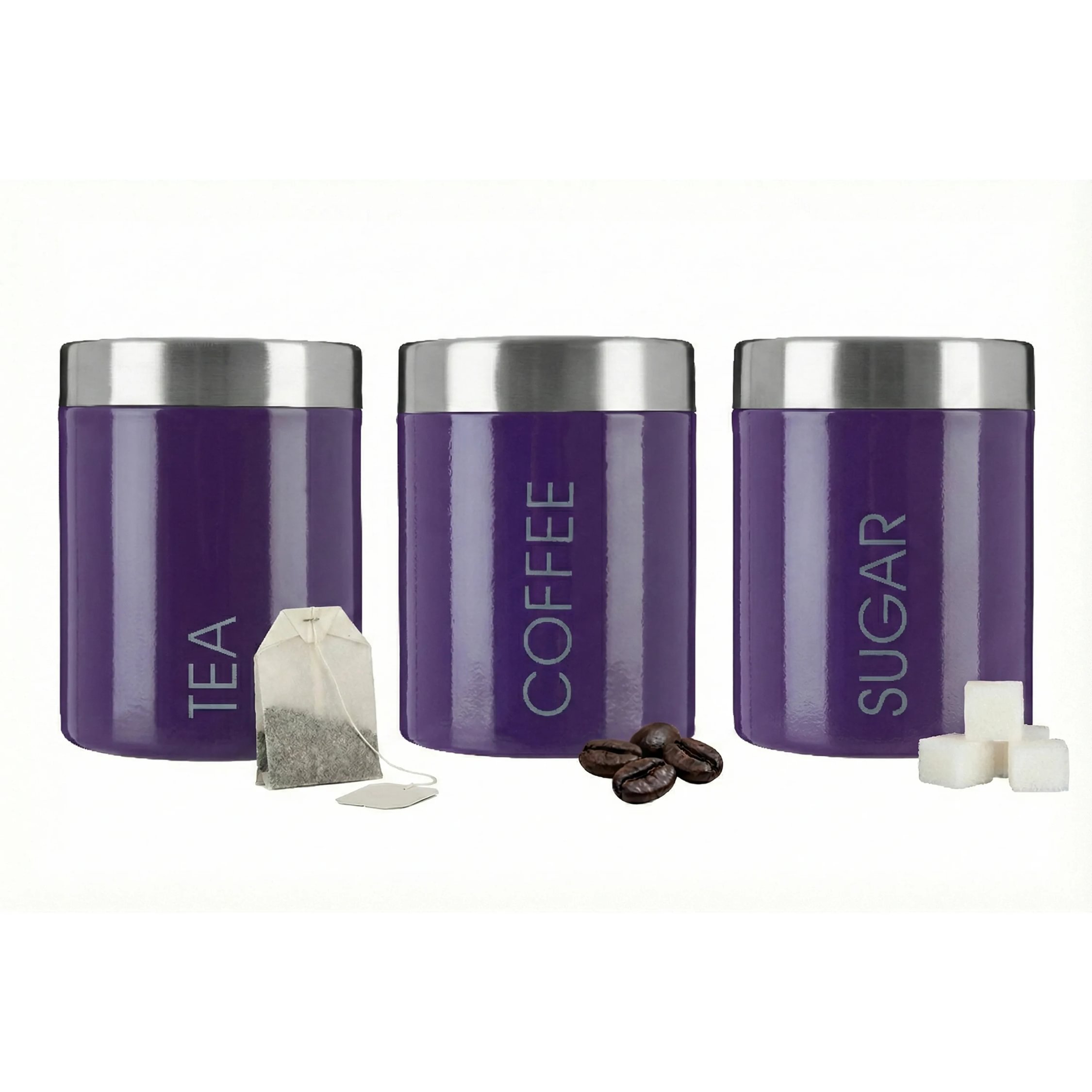 Orsina Liberty Enamel Tea Coffee and Sugar Canister Set – Purple