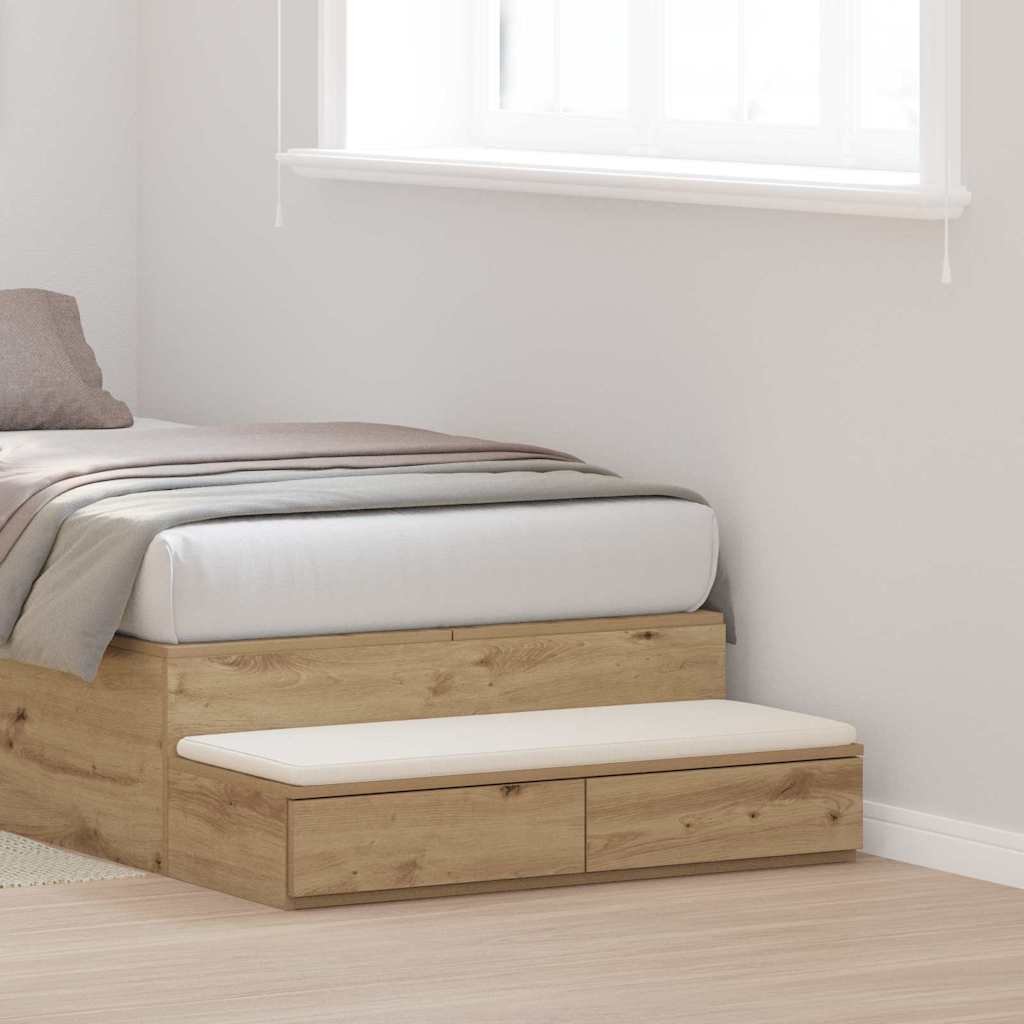 Walplus 2 Drawer Bed Drawer Unit - Oak - 75 x 36.5 x 16.5 cm