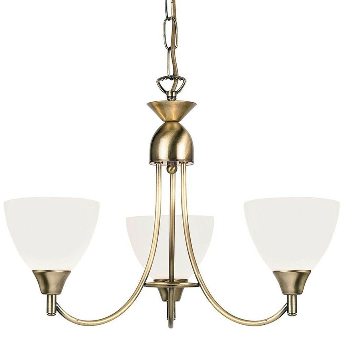 Loops Direct Steel and Glass 3-Light Ceiling Pendant - Antique Brass