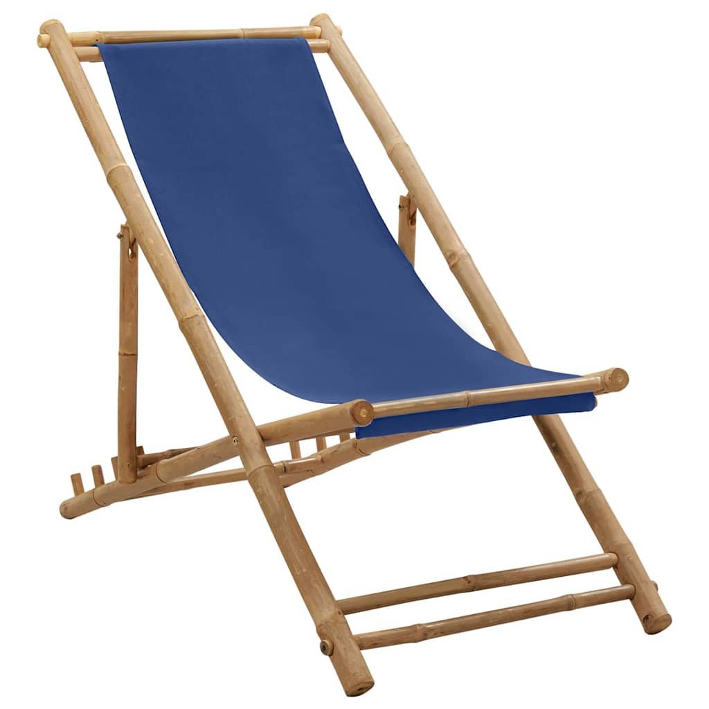 Walplus Bamboo Deck Chair - Navy Blue