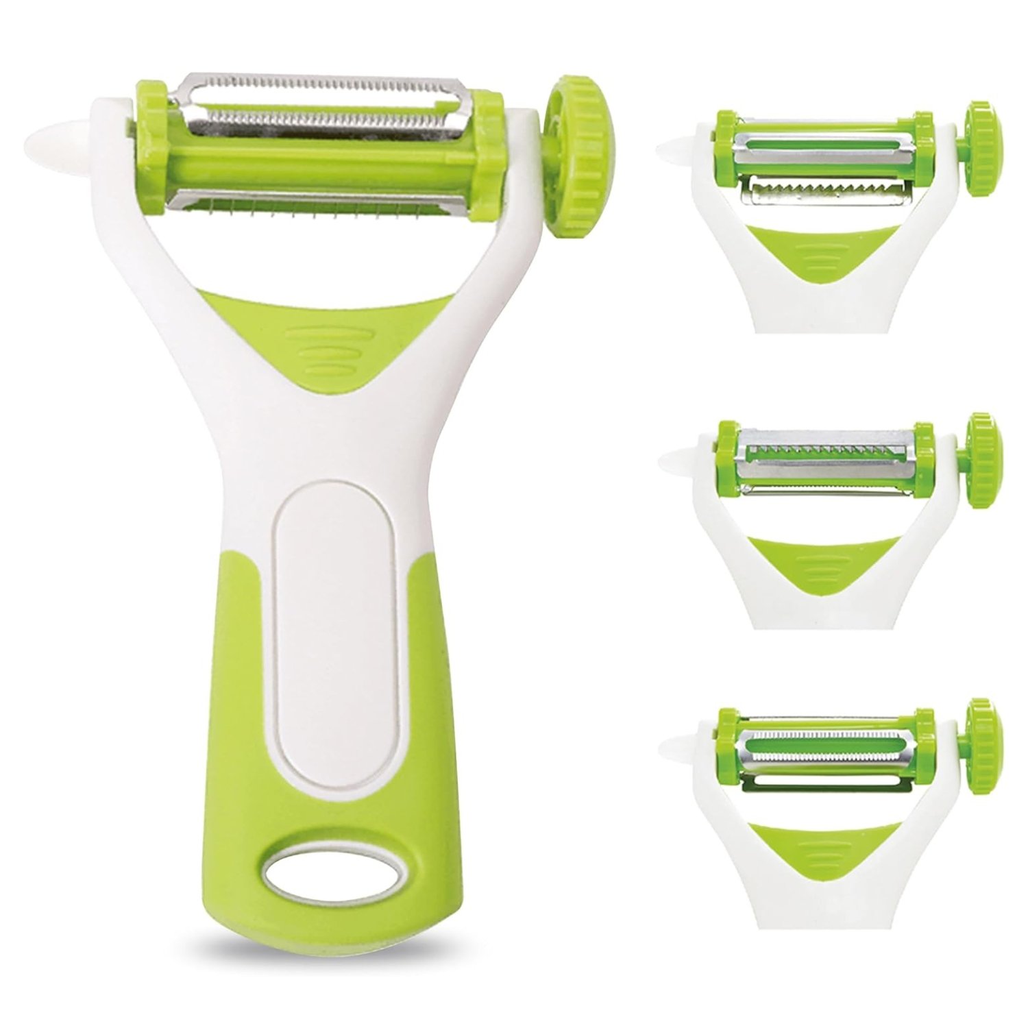 Top 3 3-in-1 Food Straight Julienne Serrated Peeler - Green