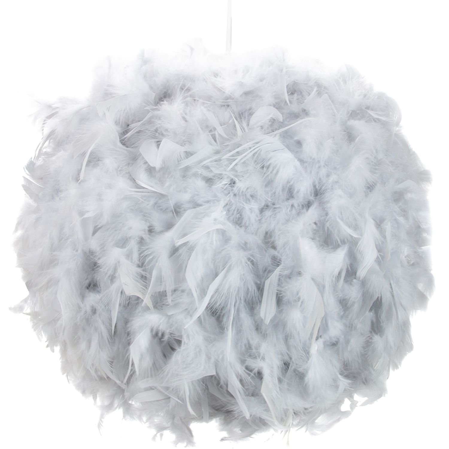 Happy Homewares Grey Genuine Feather Decorated Pendant Shade - 40cm
