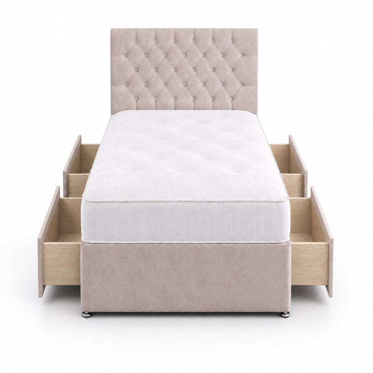 Comfy Deluxe 5ft King Size     4 Drawer  Velvet  Divan Bed Set -  Coffee